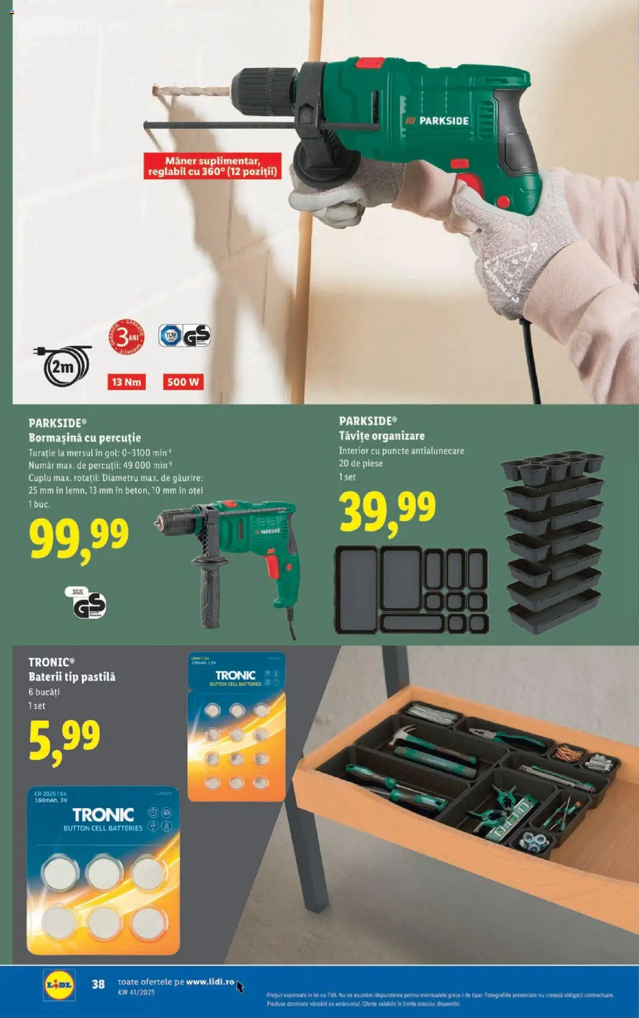 Noul catalog Lidl – valabil de la 06.10.2025 | Pagină: 38 | Produse: Mâner, Baterii