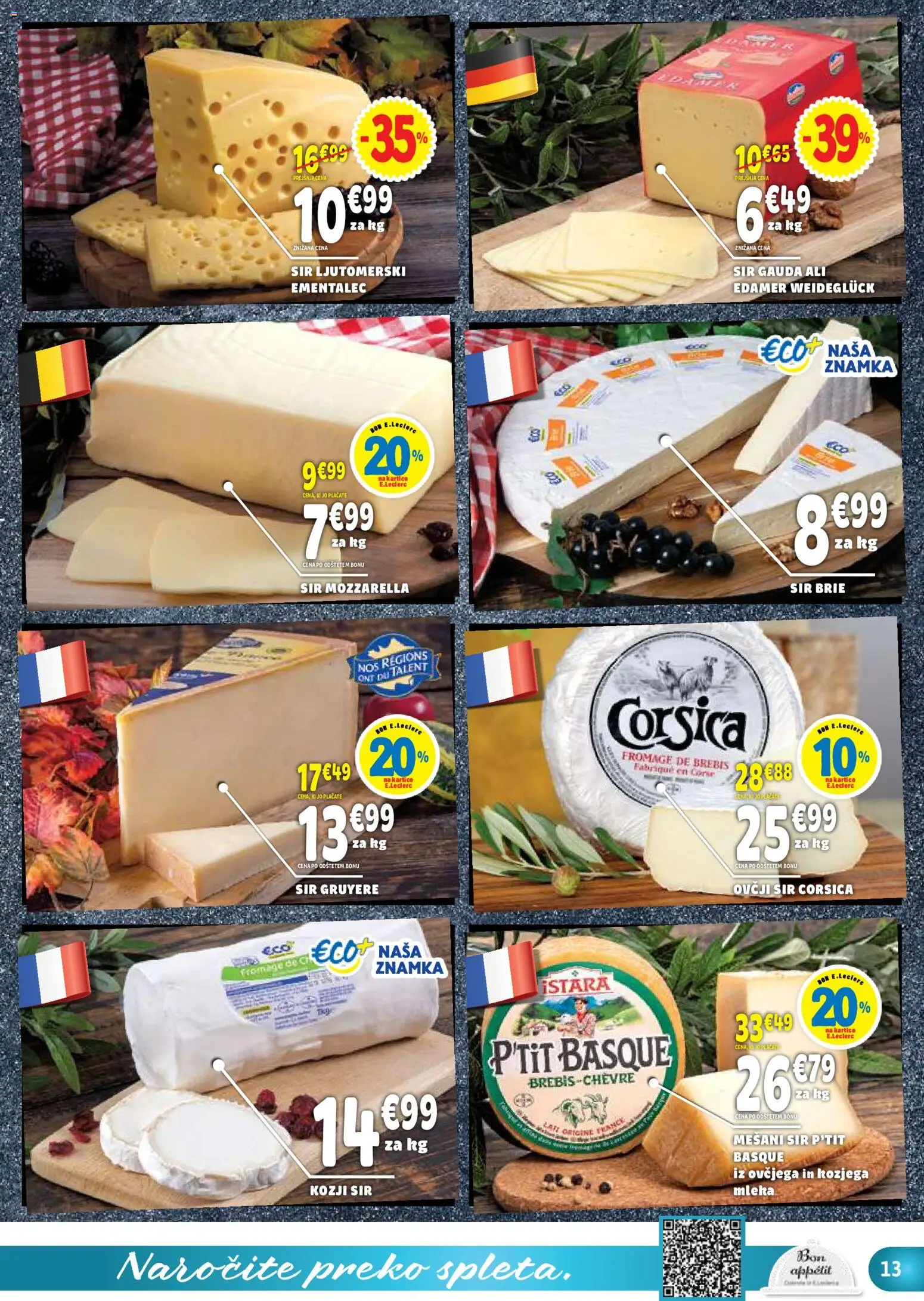 Novi E.leclerc katalog ponudbe – veljaven od 08.04.2026 | Stran: 13 | Izdelki: Gauda, Ementalec, Sir