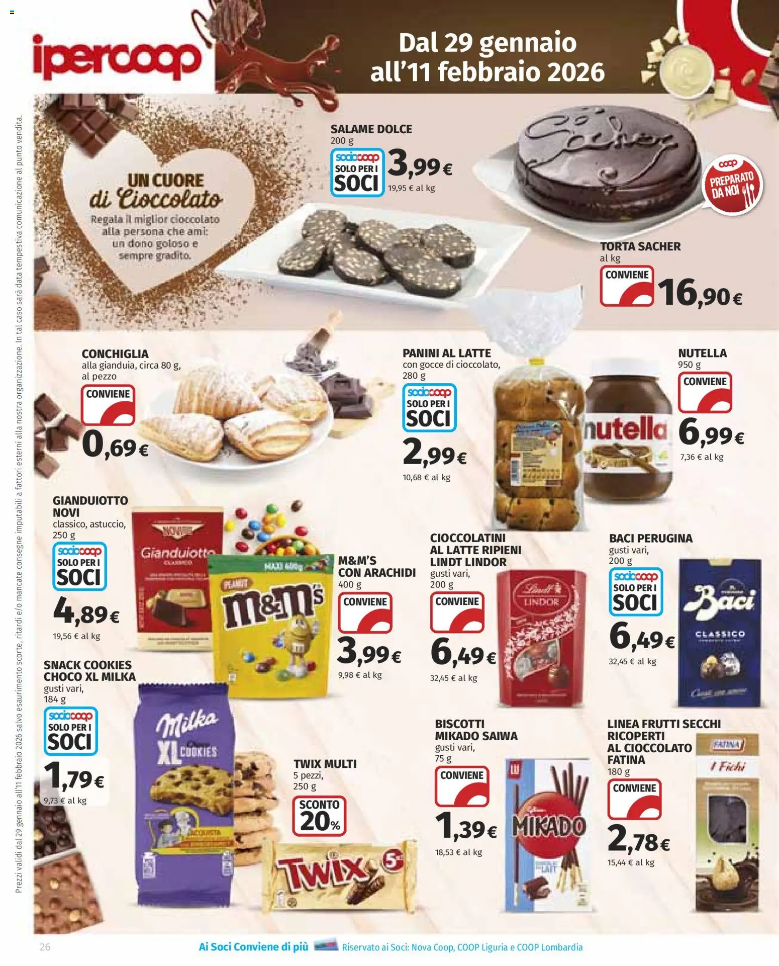 Volantino Ipercoop del 29.01.2026 | Pagina: 26 | Prodotti: Latte, Nutella, Torta, Cioccolatini