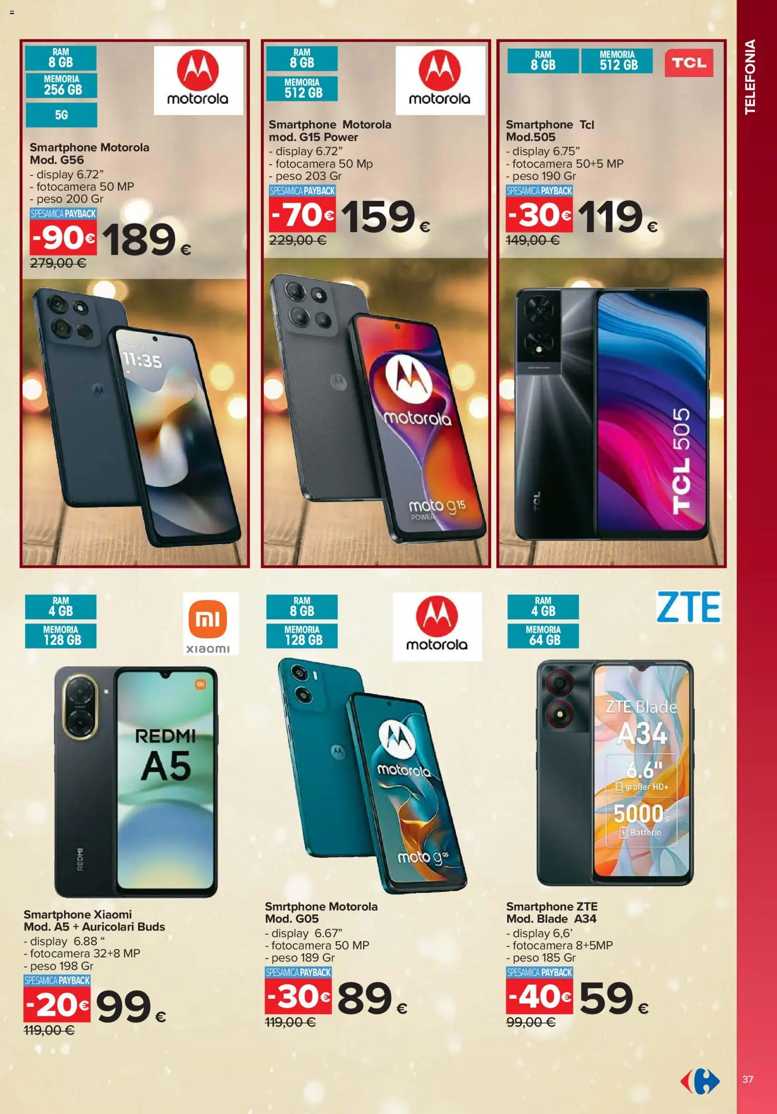 Volantino Carrefour del 13.11.2025 | Pagina: 37 | Prodotti: Auricolari, Smartphone, Fotocamera, Batterie