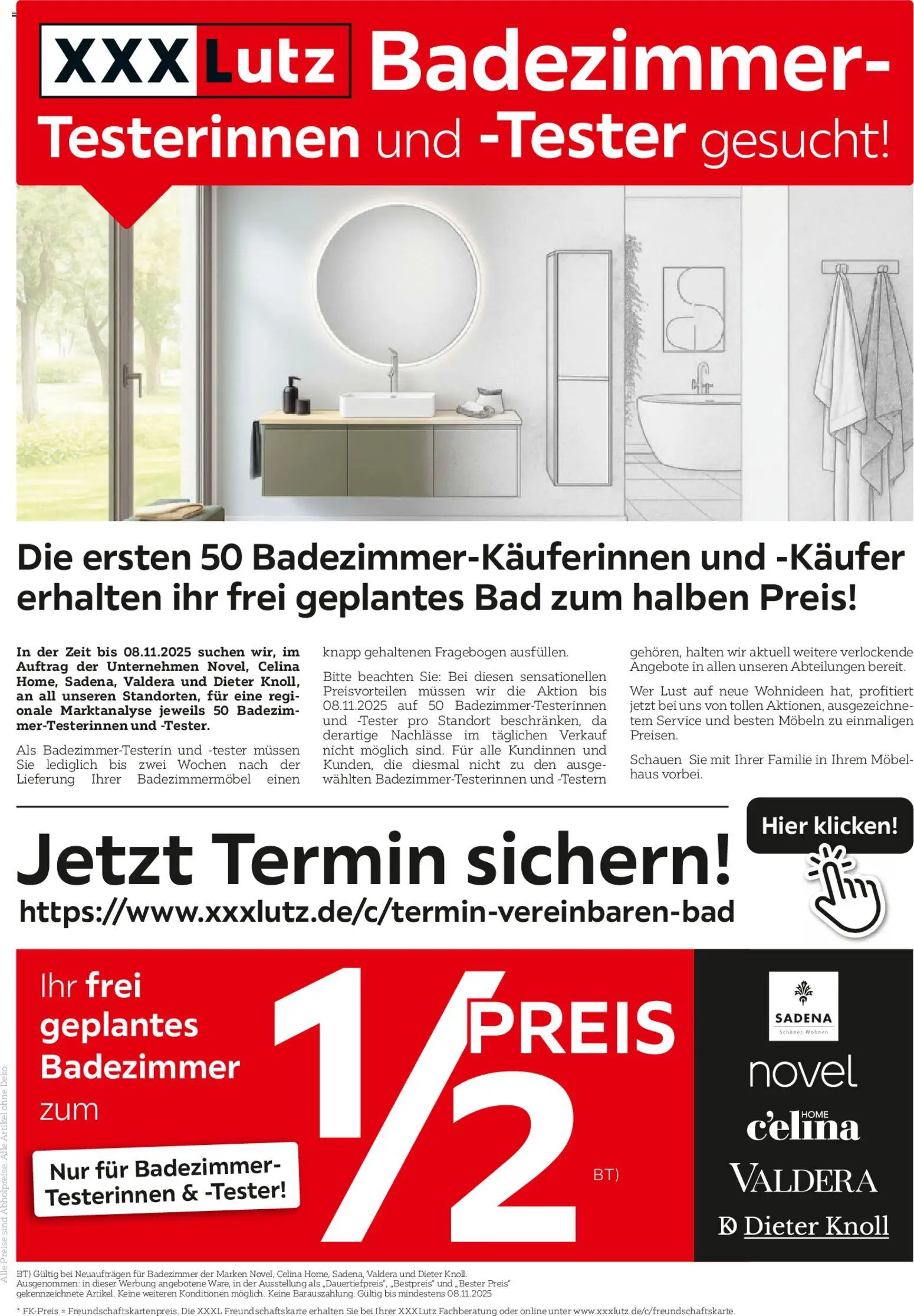 XXXL Lutz Badezimmer-Testerinnen und -Tester gesucht! – gültig ab 26.10.2025 | Seite: 1 | Produkte: Bad