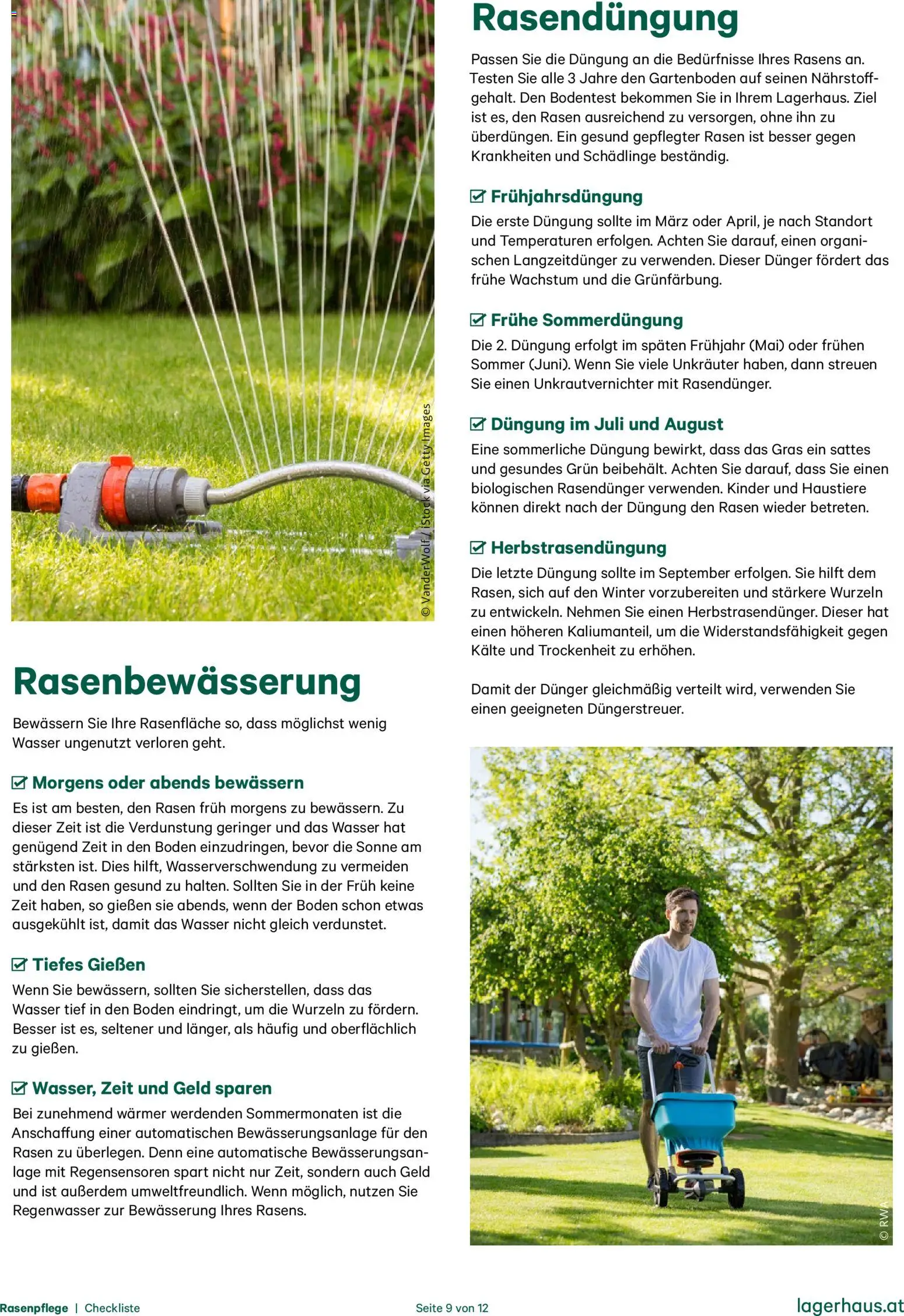 Lagerhaus  Checkliste Rasenpflege gültig ab 01.01.2025 | Seite: 9 | Produkte: Wasser