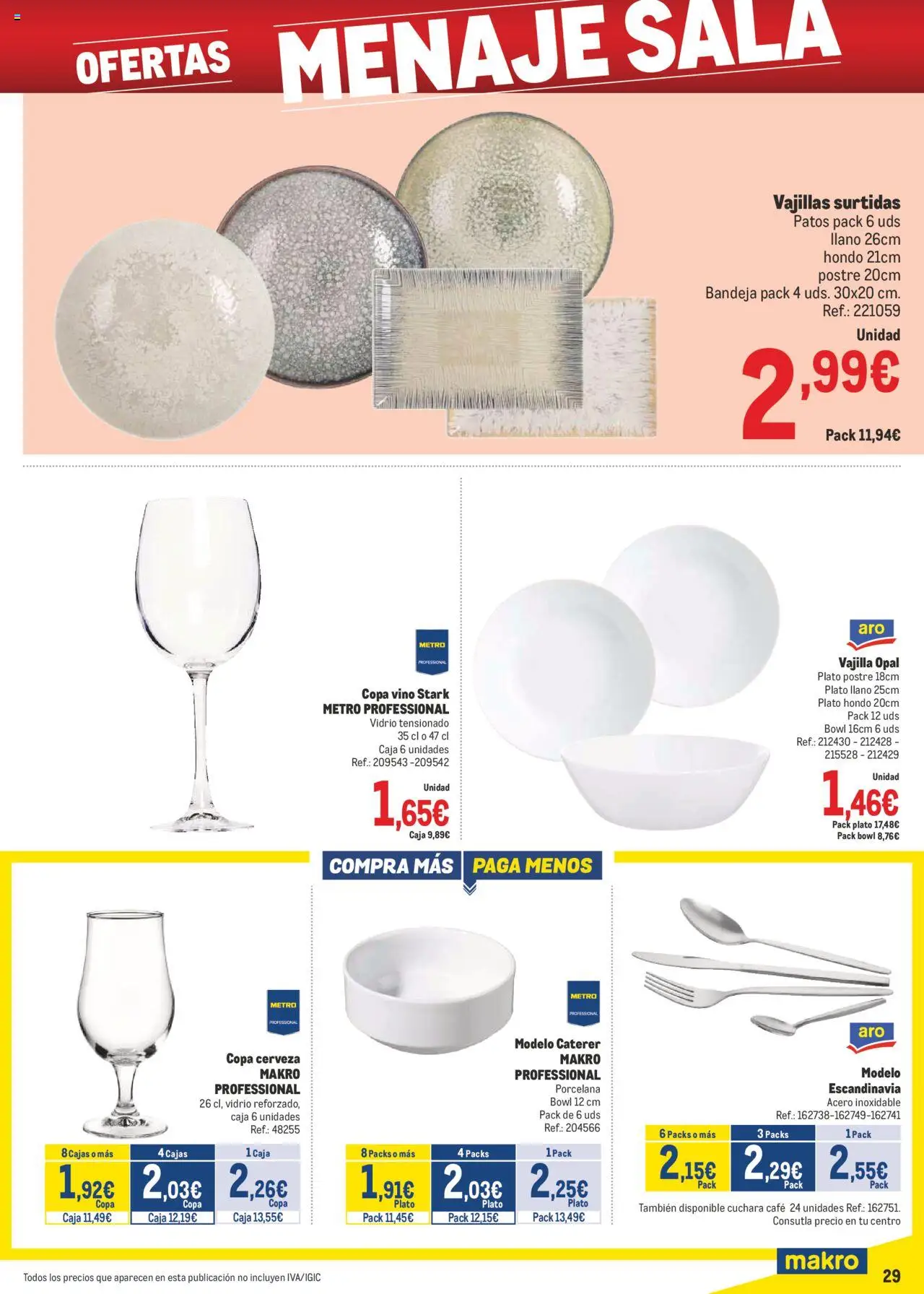 Makro - Precios Canarias │ válido desde el 04.08.2025 | Página: 29 | Productos: Café, Vino, Βρεφικό κρεβάτι, Bandeja