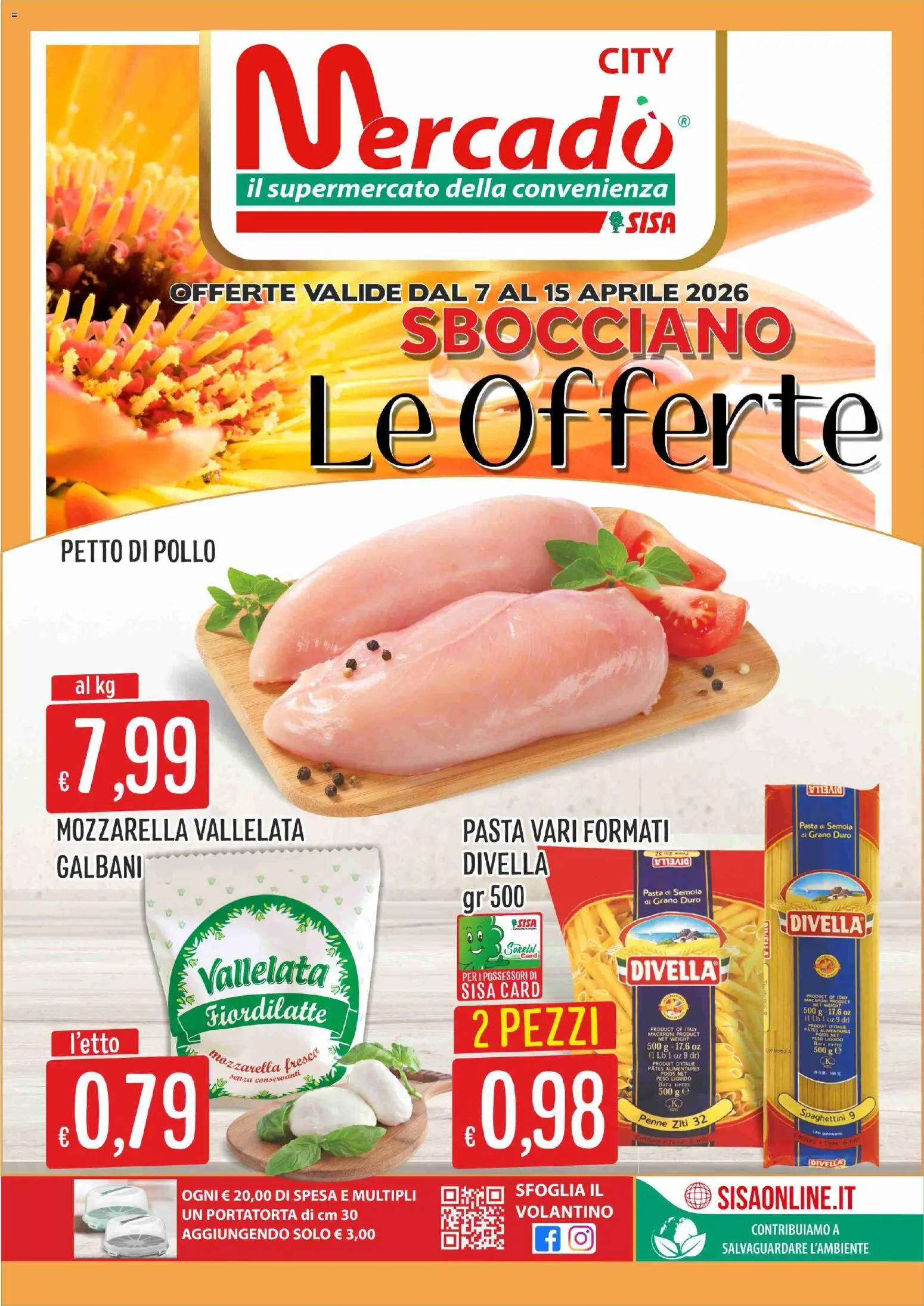Volantino SISA del 07.04.2026 | Pagina: 1 | Prodotti: Pollo, Mozzarella, Pasta, Penne