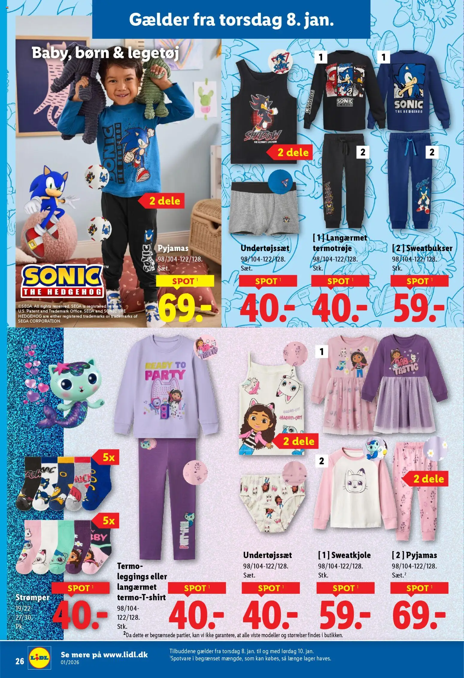 Lidl tilbudsavis – gyldig fra 02.01.2026 | Side: 14 | Produkter: Pyjamas, Leggings, Søm, Strømper