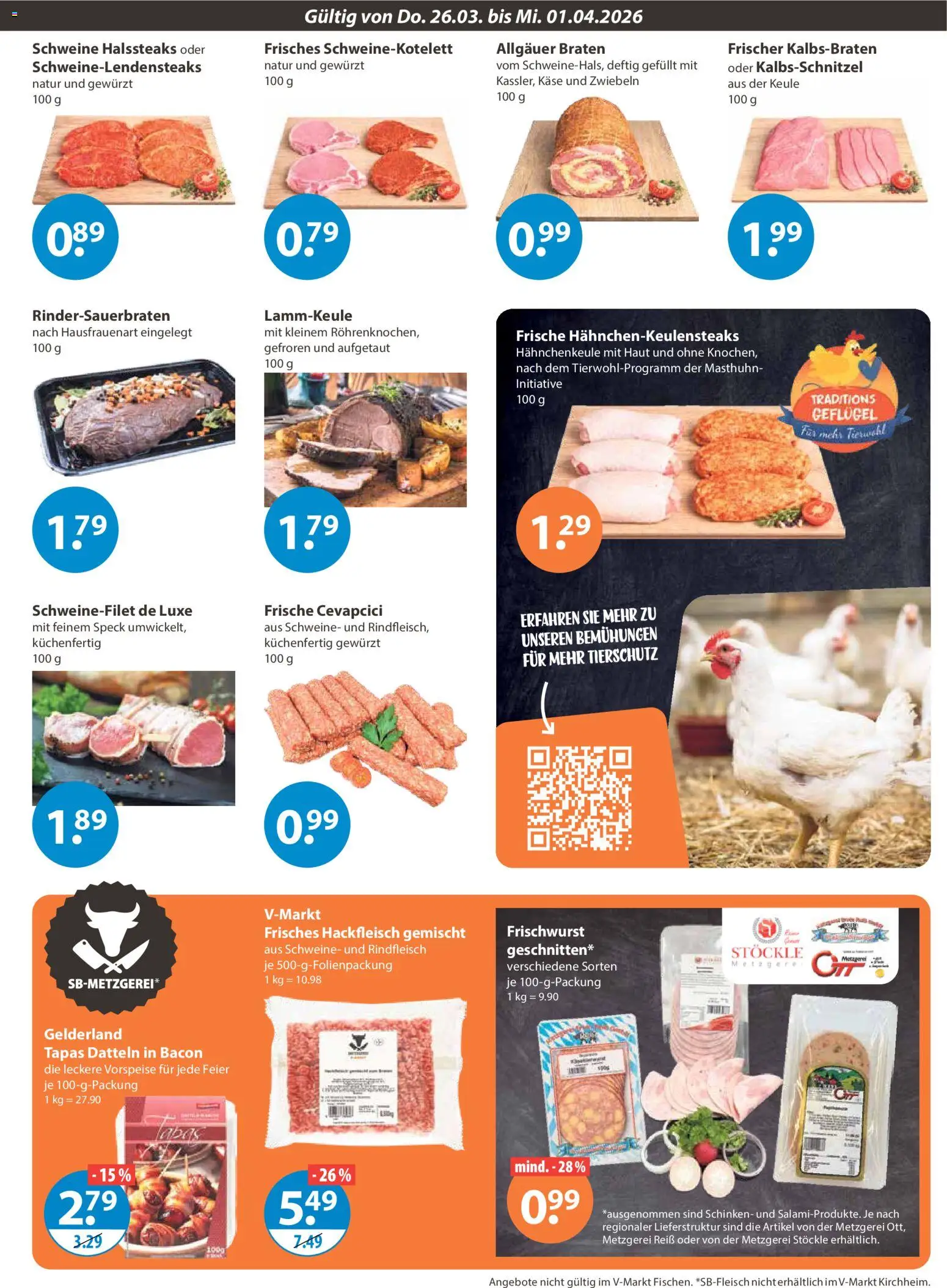 V-Markt Schwaben / Oberbayern – gültig ab 26.03.2026 | Seite: 3 | Produkte: Käse, Cevapcici, Zwiebeln, Hackfleisch