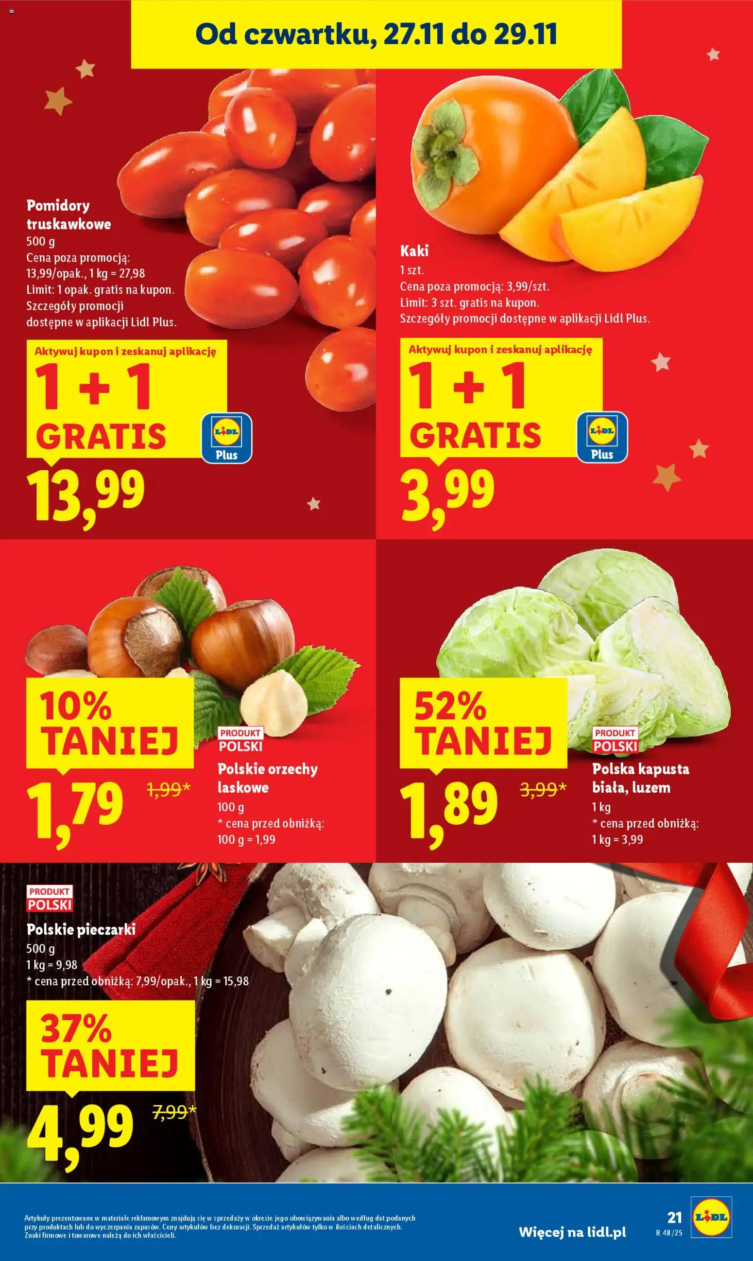 Lidl Black Friday od 27.11.2025 | Strona: 21 | Produkty: Kaki, Pieczarki, Orzechy laskowe, Pomidory