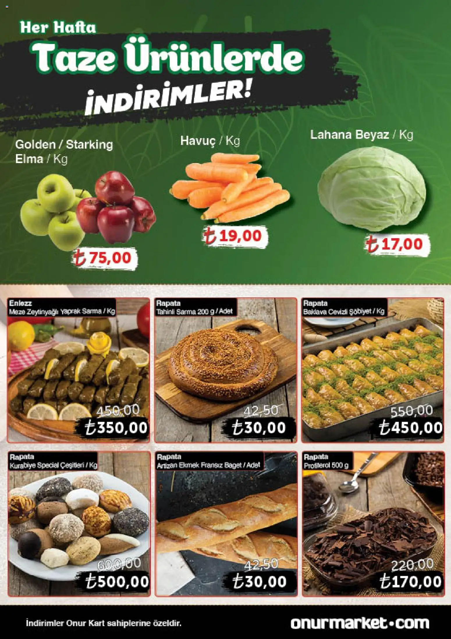 Onur Market Katalog Gurme - Bursa - 23.10.2025 tarihinden itibaren geçerlidir | Sayfa: 4 | Ürünler: Elma, Havuç, Kurabiye, Lahana