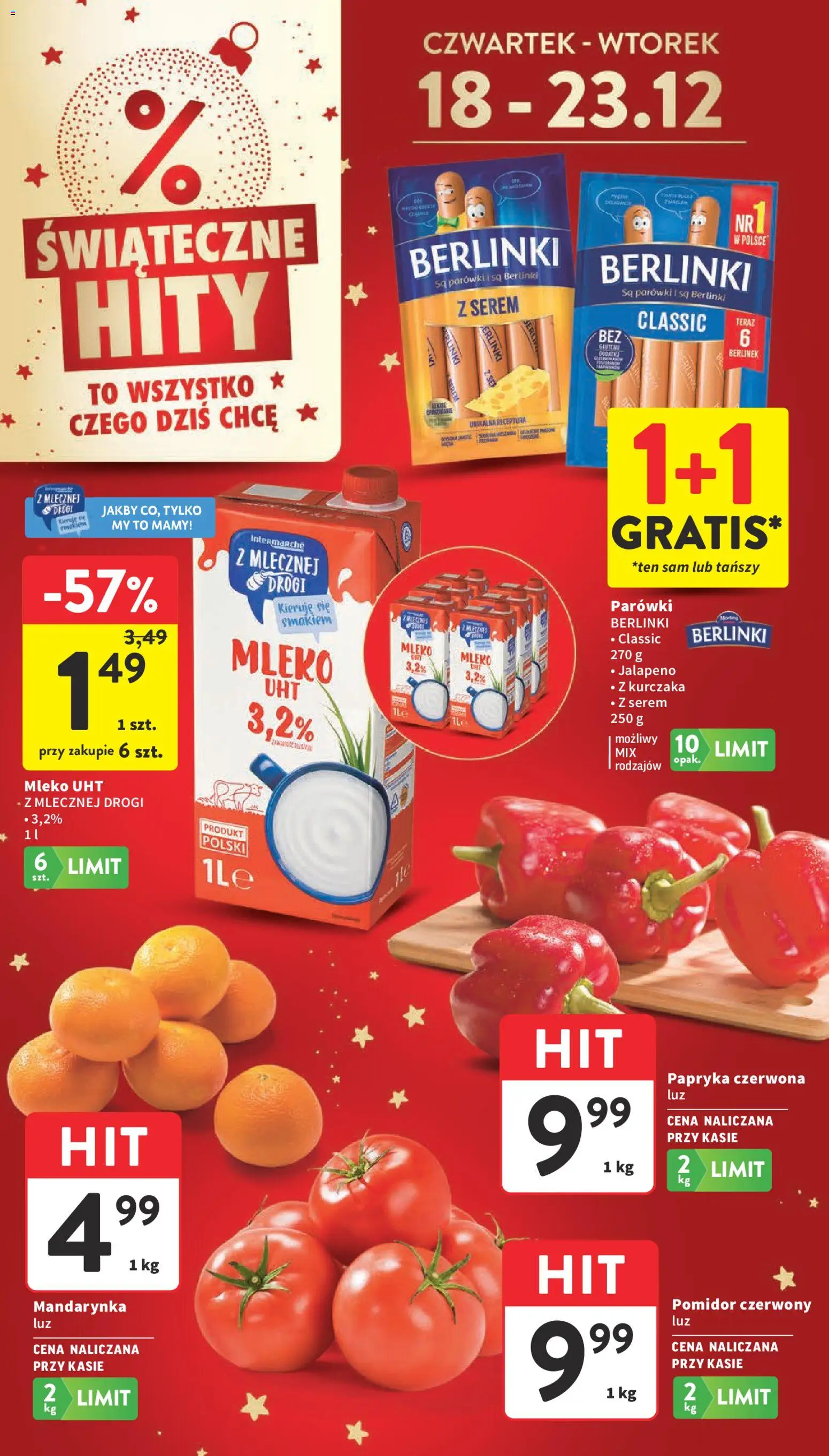 Intermarche Gazetka od 18.12.2025 | Strona: 7 | Produkty: Parówki, Papryka, Mleko, Papryka czerwona