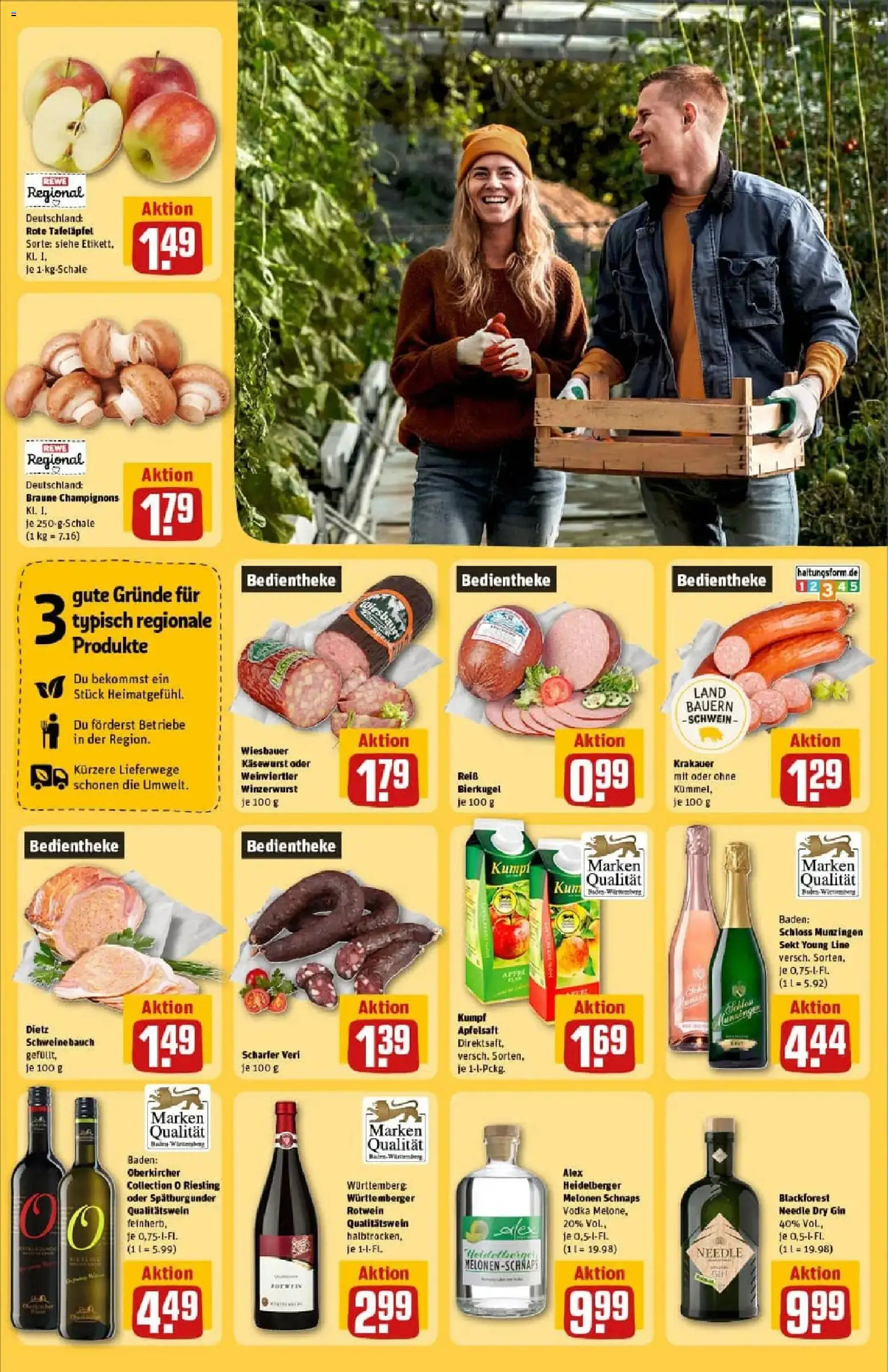 Rewe prospekt Mannheim	 – gültig ab 26.01.2026 | Seite: 23 | Produkte: Schnaps, Schweinebauch, Apple, Gin