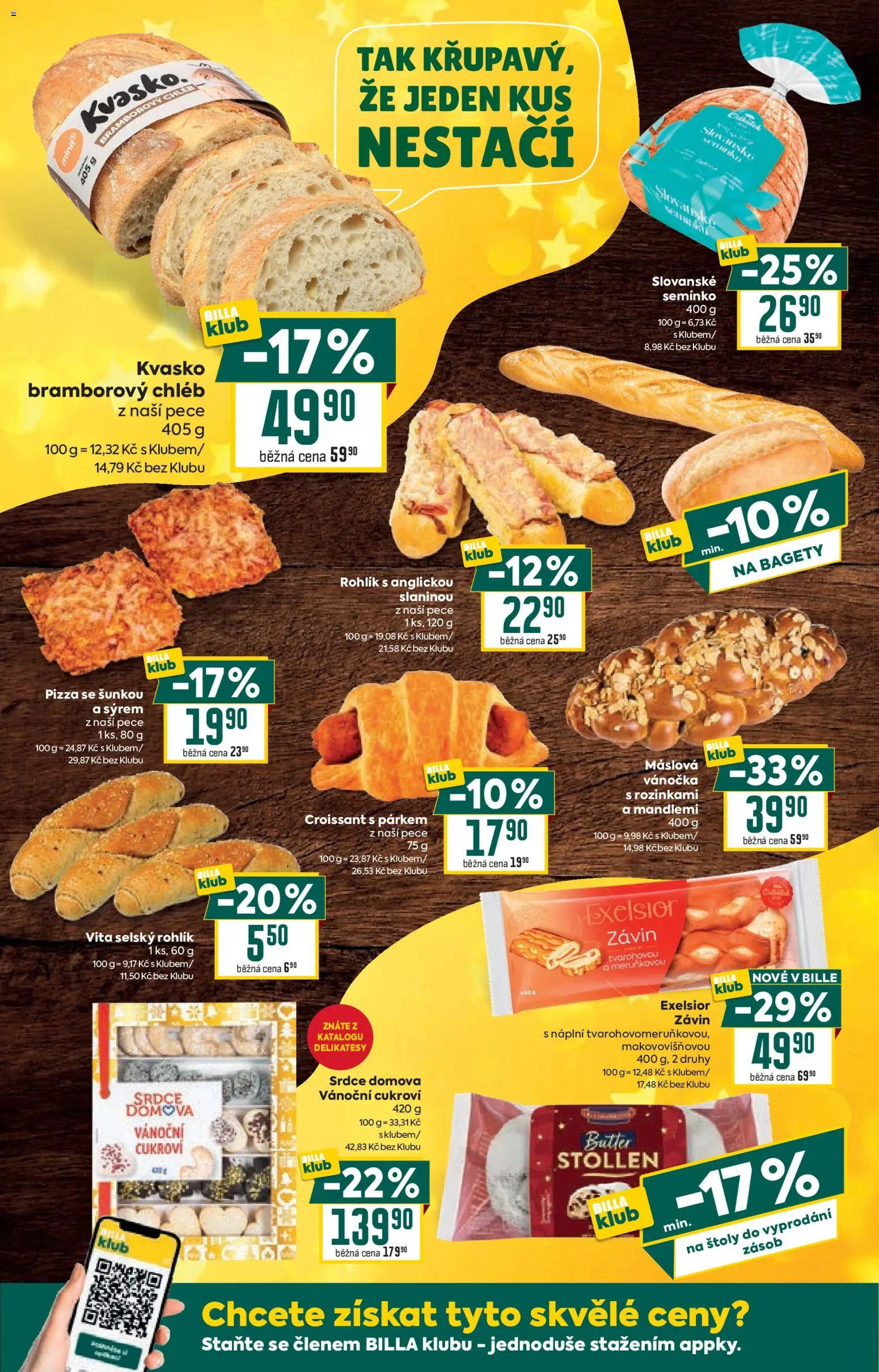 Billa Velký leták od 17.12.2025 | Strana: 22 | Produkty: Pizza, Vánočka, Croissant, Cukroví