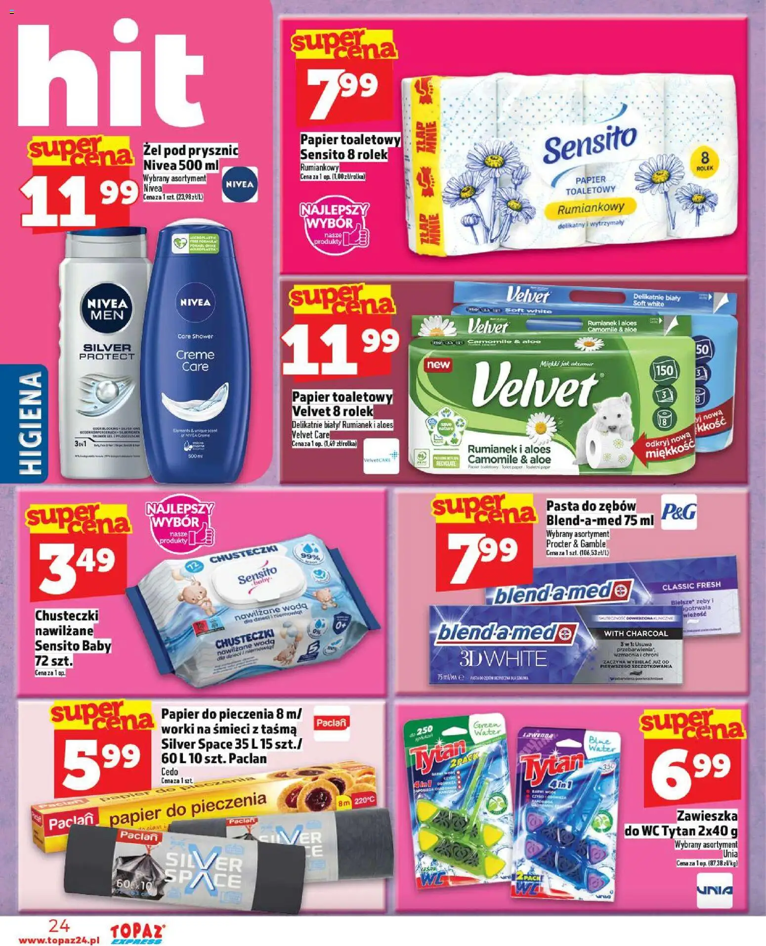 Topaz Gazetka - Express od 30.10.2025 | Strona: 24 | Produkty: Papier toaletowy, Aloes, Żel pod prysznic, Woda