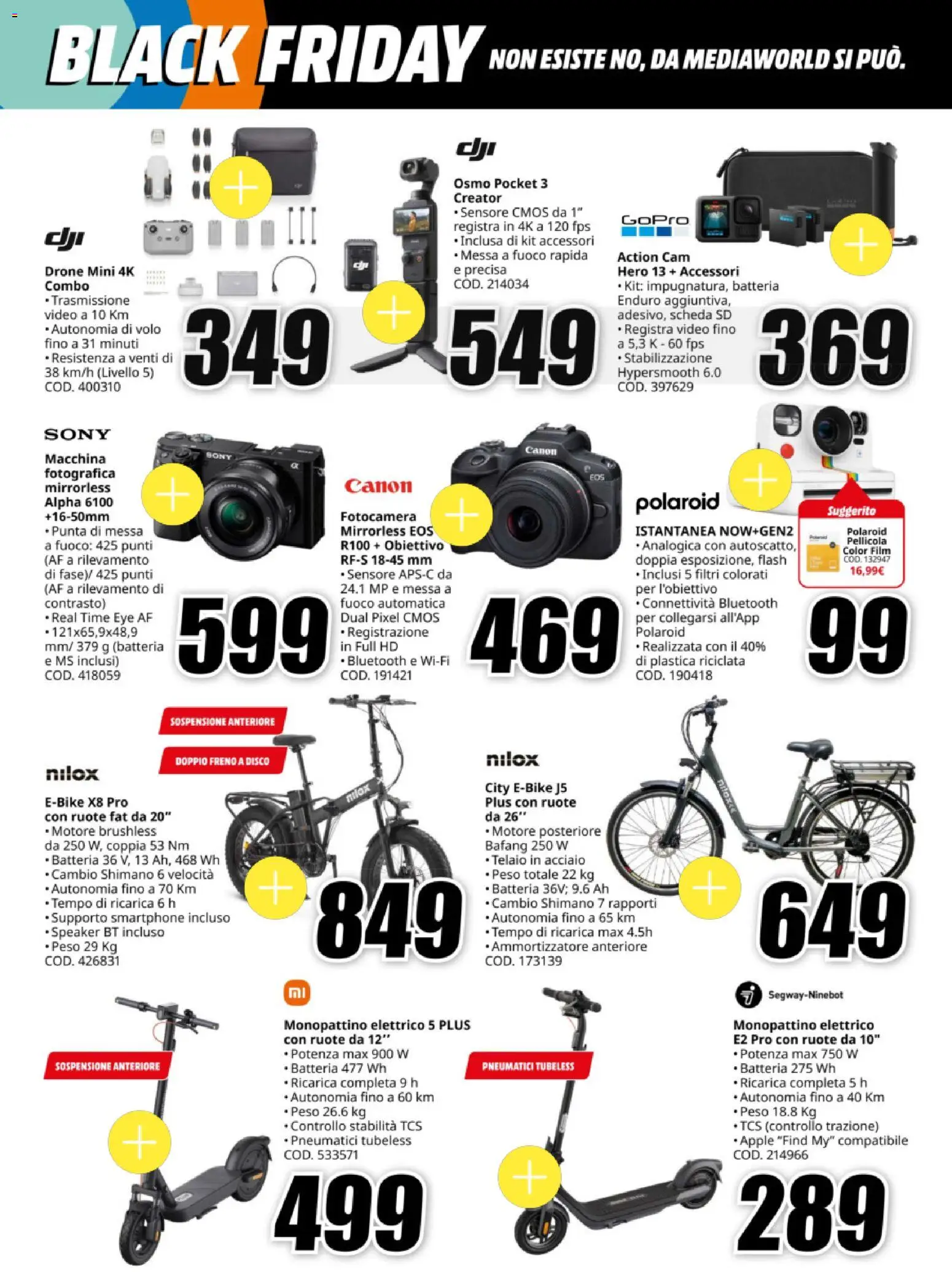 Volantino Media World del 12.11.2025 | Pagina: 20 | Prodotti: Monopattino, Action cam, Smartphone, Pellicola