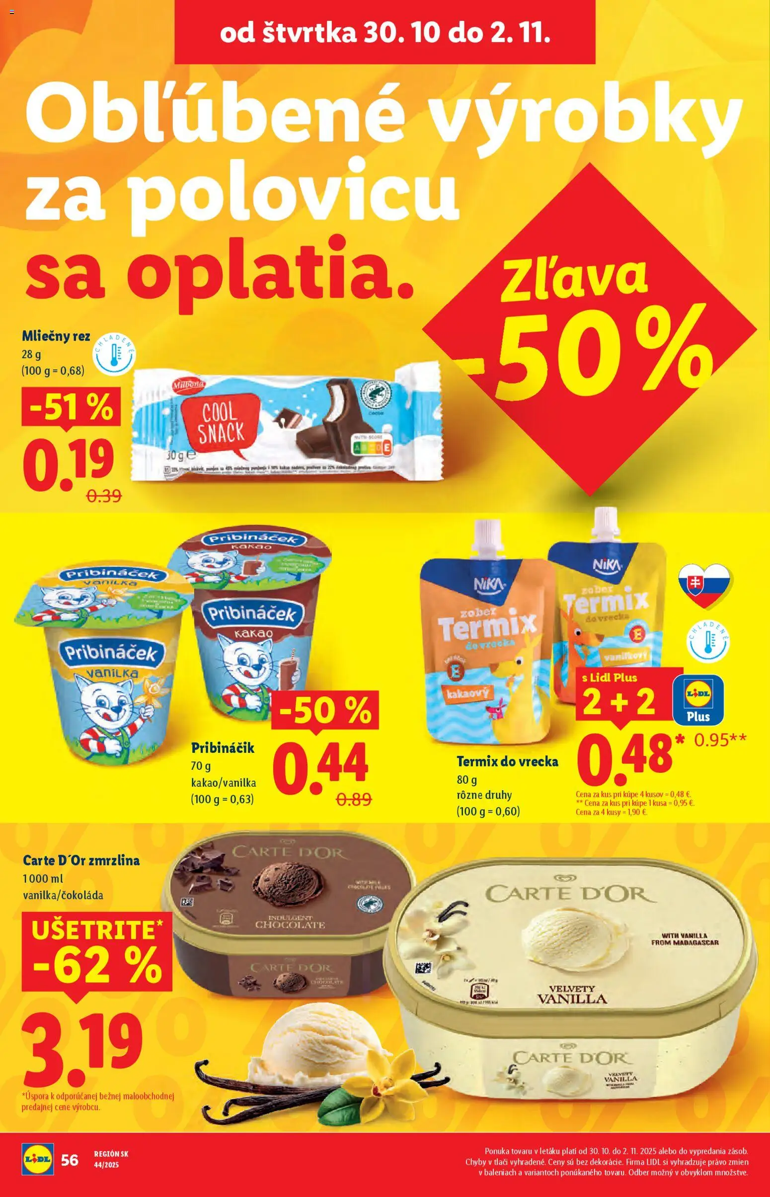 Nové Lidl akcie – leták je platný od 27.10.2025 | Strana: 64 | Produkty: Pribináčik, Zmrzlina, Kakao