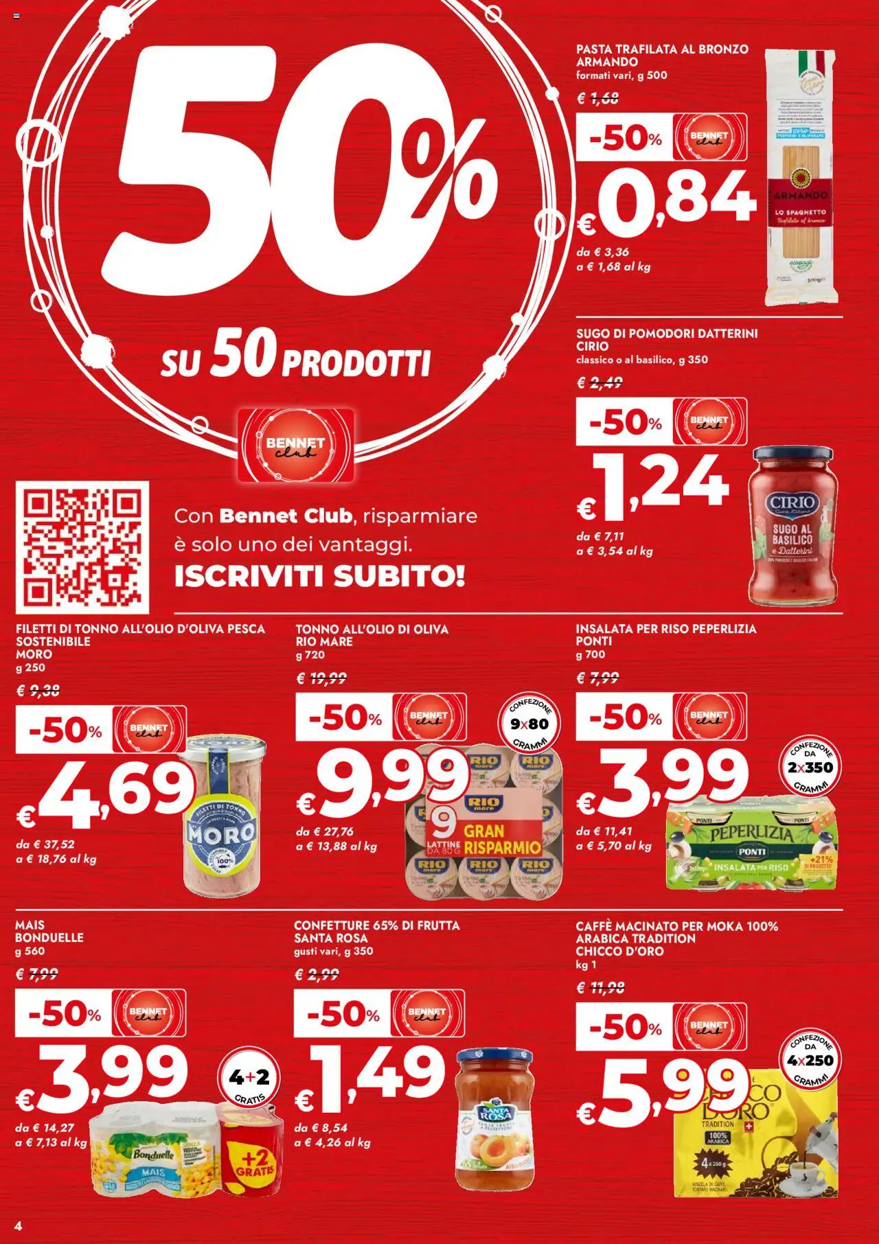 Volantino bennet del 31.07.2025 | Pagina: 4 | Prodotti: Caffè, Riso, Frutta, Pesca