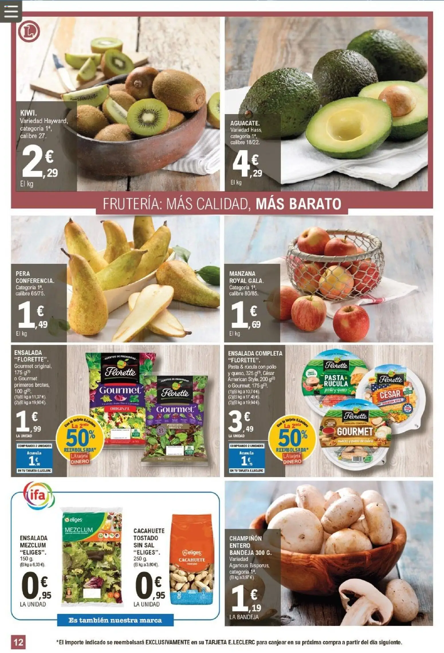 E.Leclerc folleto │ válido desde el 07.01.2026 | Página: 12 | Productos: Queso, Pasta, Manzana, Bandeja