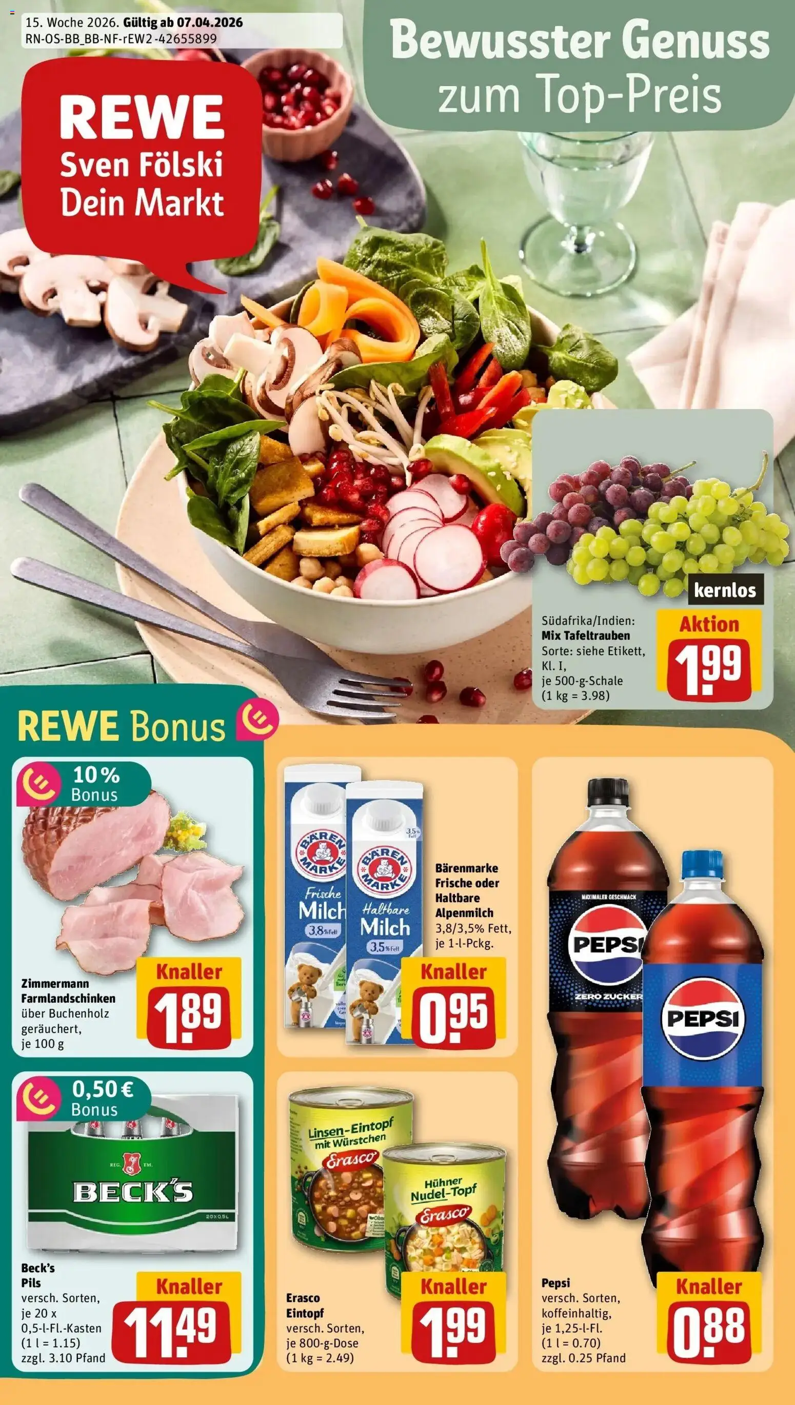 Rewe Prospekt Berlin / Friedrichshain	 – gültig ab 05.04.2026 | Seite: 1 | Produkte: Milch, Pils, Zucker, Pepsi