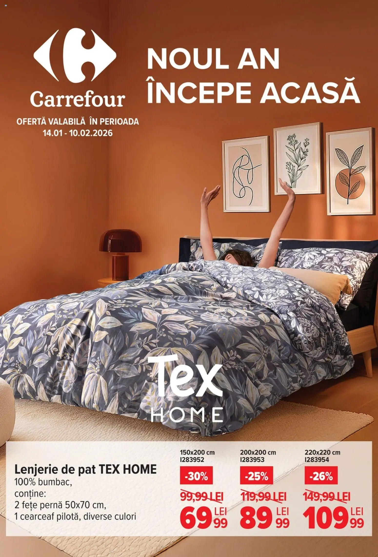Noul catalog Carrefour – valabil de la 14.01.2026 | Pagină: 1 | Produse: Pat, Lenjerie de pat, Pernă
