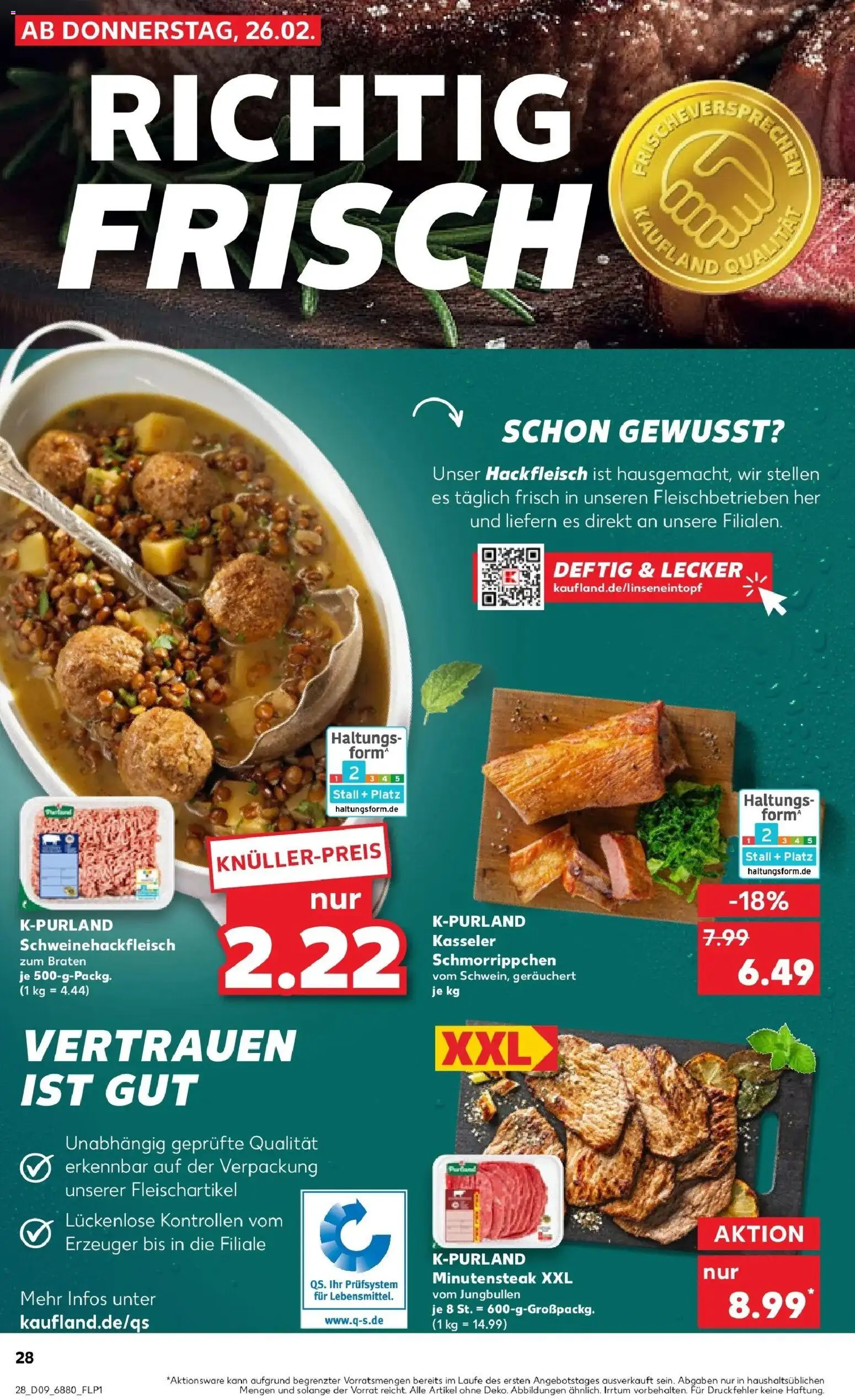 Kaufland prospekt Neunkirchen	 – gültig ab 26.02.2026 | Seite: 28 | Produkte: Steak, Hackfleisch