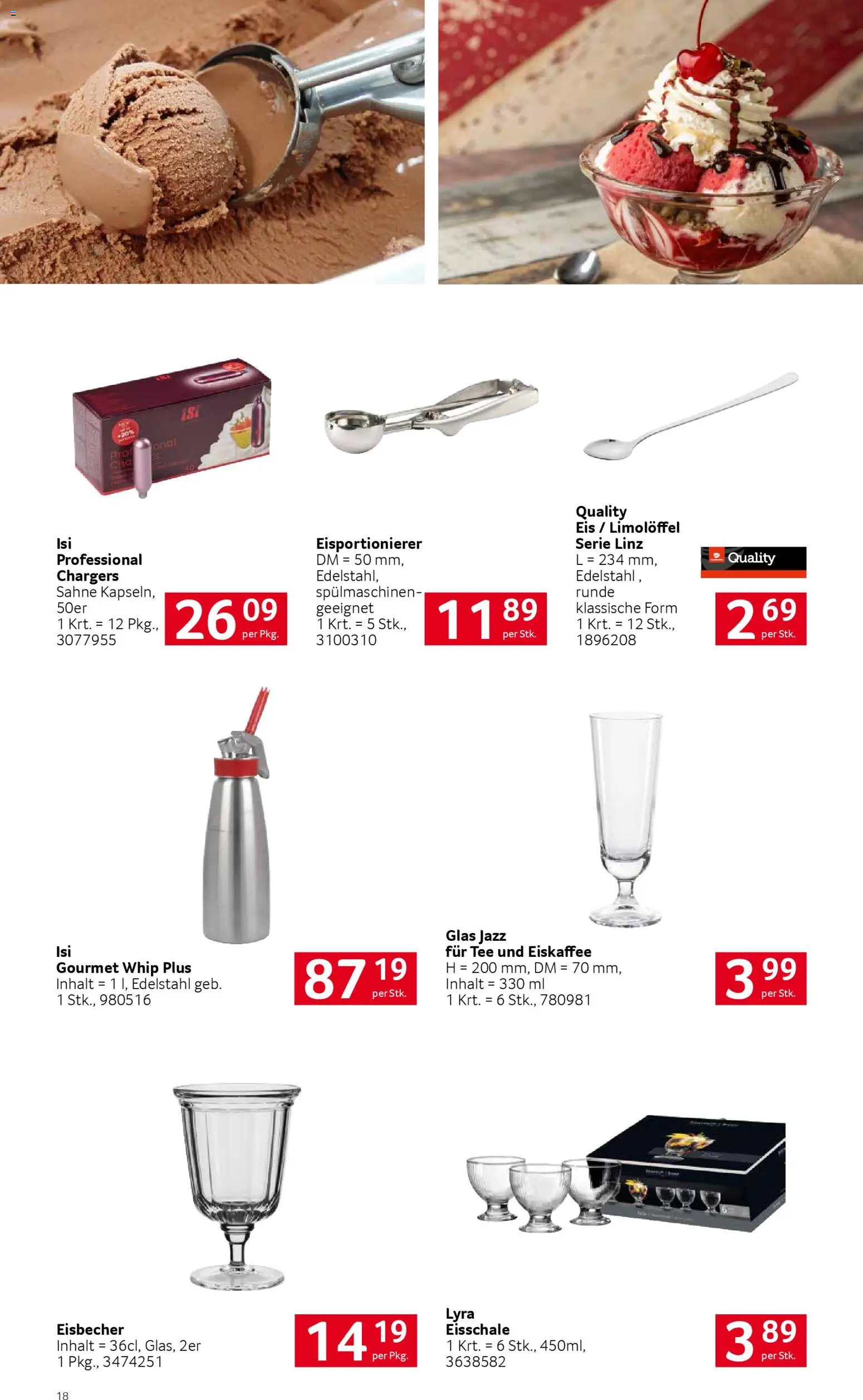 Transgourmet Zeit für Eisgenuss gültig ab 09.03.2026 | Seite: 18 | Produkte: Sahne, Eis, Tee