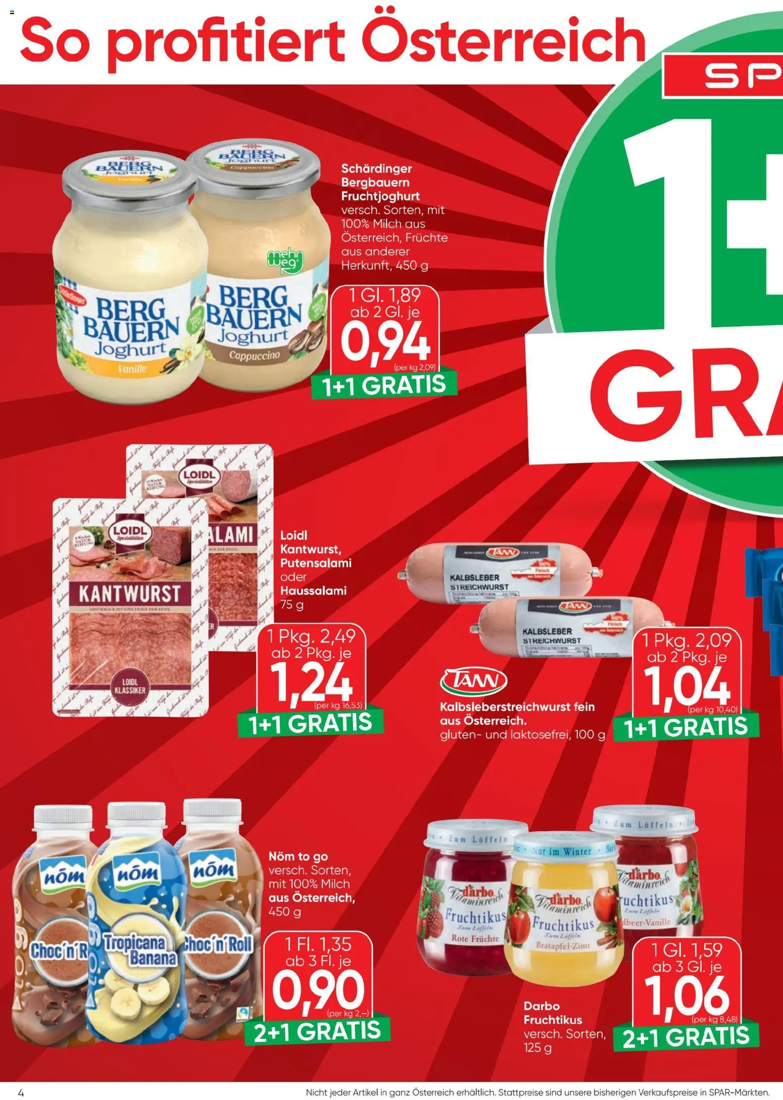 Spar - Flugblatt gültig ab 16.04.2026 | Seite: 4 | Produkte: Milch, Joghurt