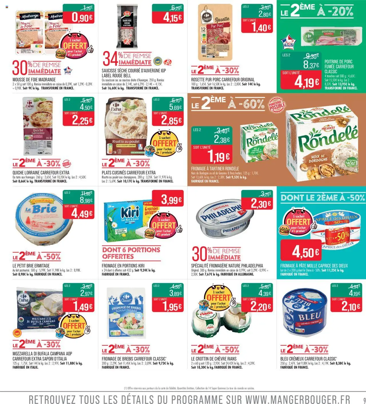  | Page: 9 | Produits: Mozzarella, Fromage à tartiner, Noix, Crème
