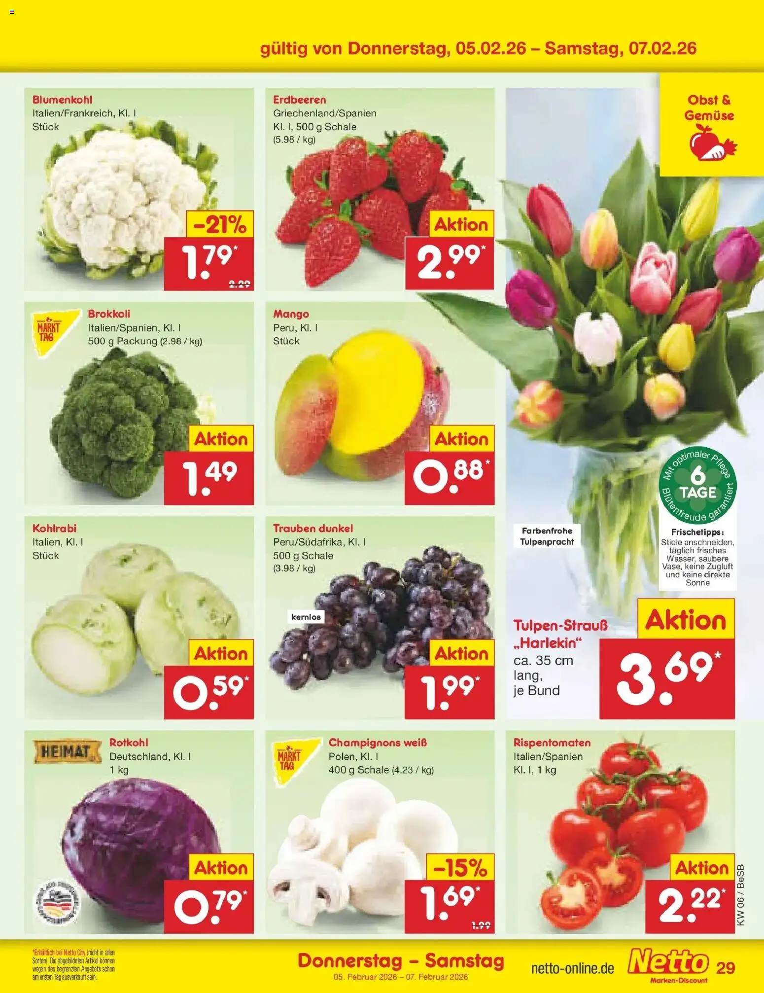 Netto Marken-Discount prospekt Kremmen	 – gültig ab 02.02.2026 | Seite: 41 | Produkte: Rotkohl, Trauben, Champignons, Blumenkohl