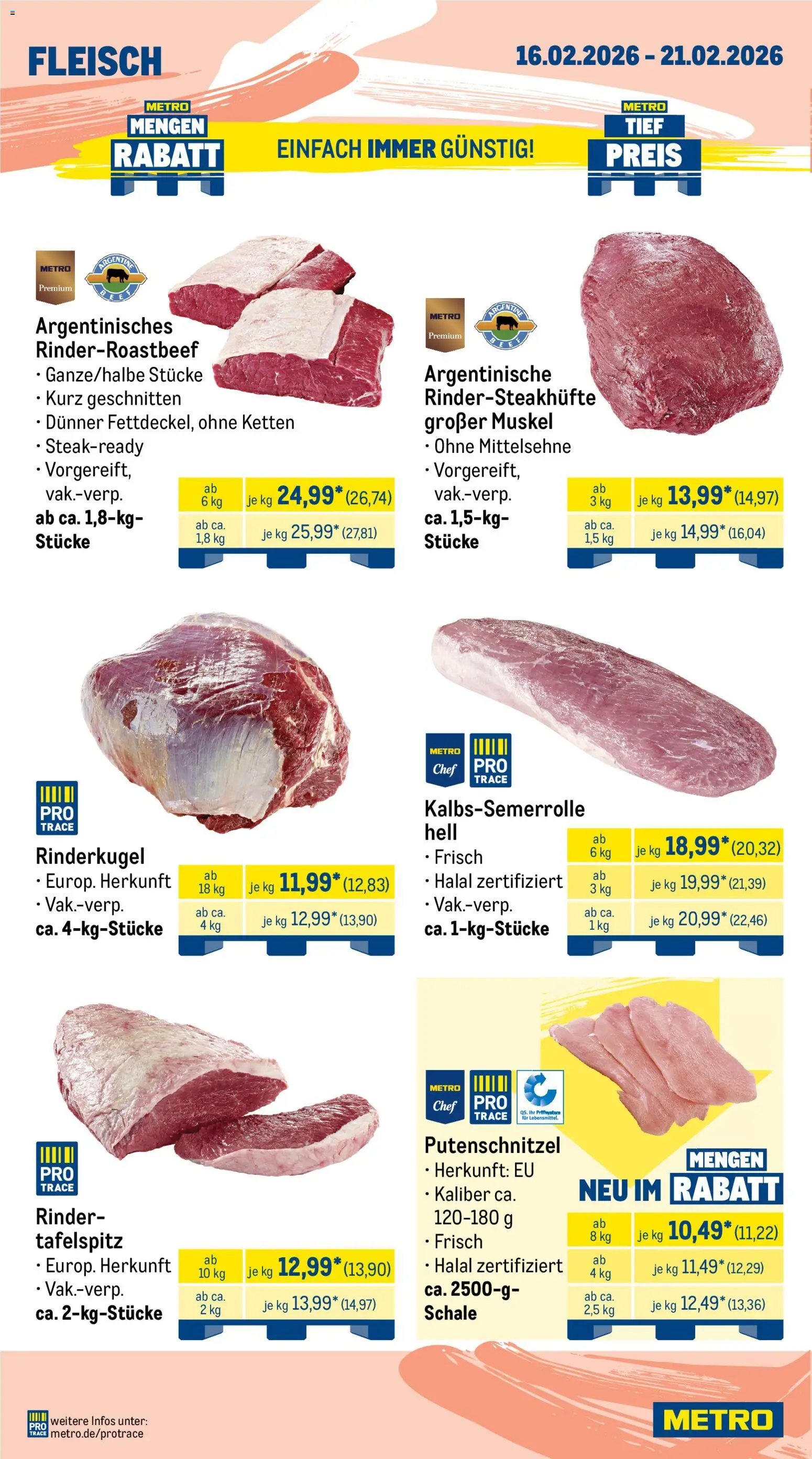 Metro Wochen-Angebote Gastro – gültig ab 16.02.2026 | Seite: 2 | Produkte: Tafelspitz, Putenschnitzel, Fleisch