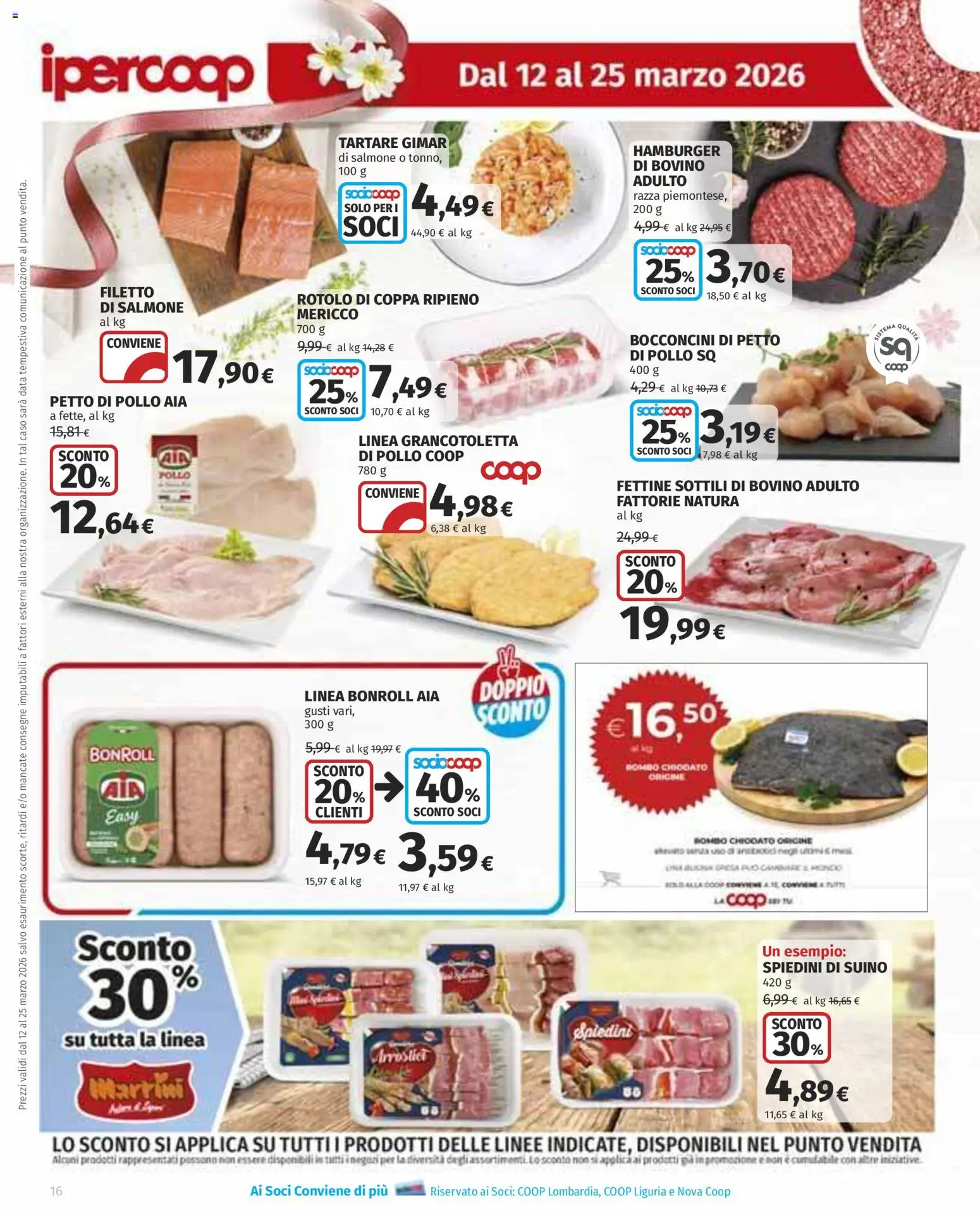 Volantino Ipercoop del 12.03.2026 | Pagina: 16 | Prodotti: Bovino, Pollo, Salmone, Data