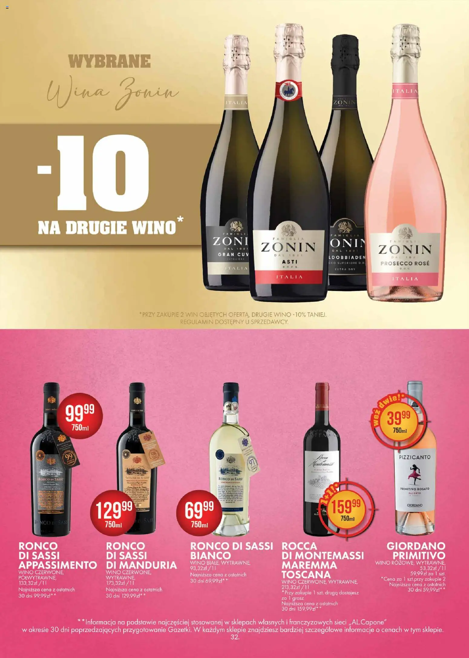 Al.Capone gazetka od 09.03.2026 | Strona: 32 | Produkty: Wino, Prosecco