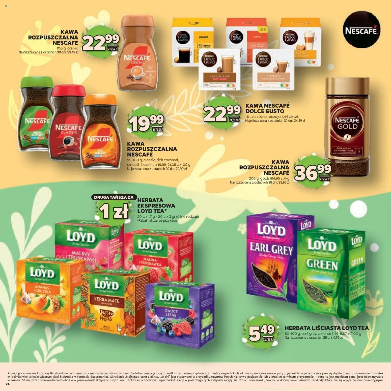 Stokrotka gazetka - Wielkanoc od 19.03.2026 | Strona: 24 | Produkty: Kawa rozpuszczalna, Kawa, Herbata, Owoce