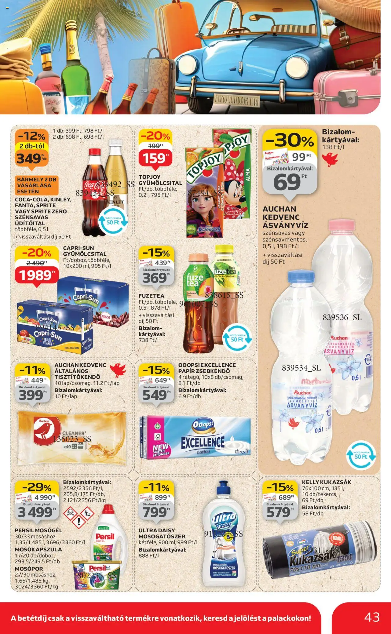 Auchan akciós ujság - amely érvényes a következő dátumtól: 07.08.2025 | Oldal: 43 | Termékek: Mosógél, Ásványvíz, Alma, Mosópor