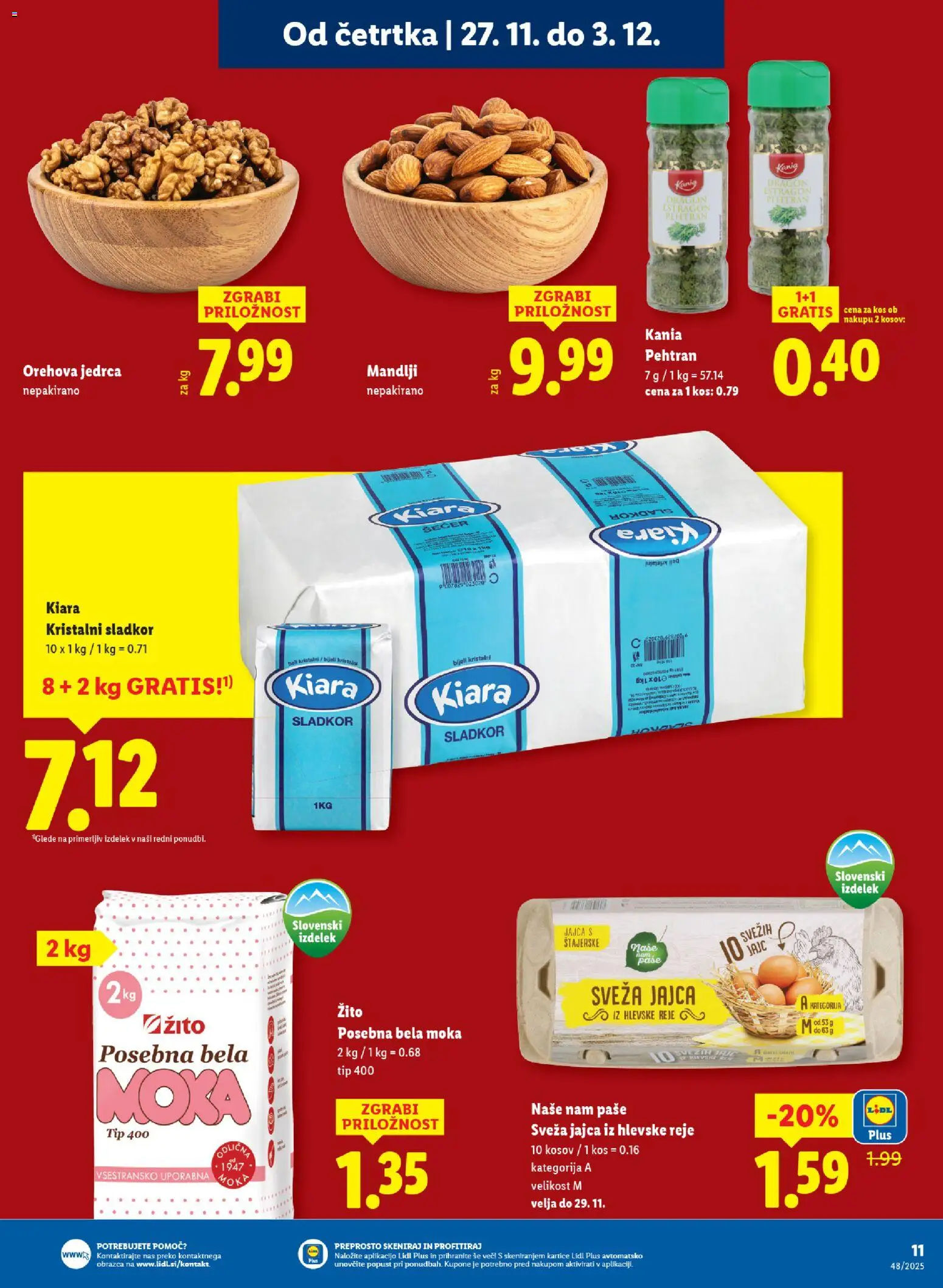 Novi Lidl katalog ponudbe – veljaven od 27.11.2025 | Stran: 15 | Izdelki: Mandlji, Kos, Jajca, Sladkor