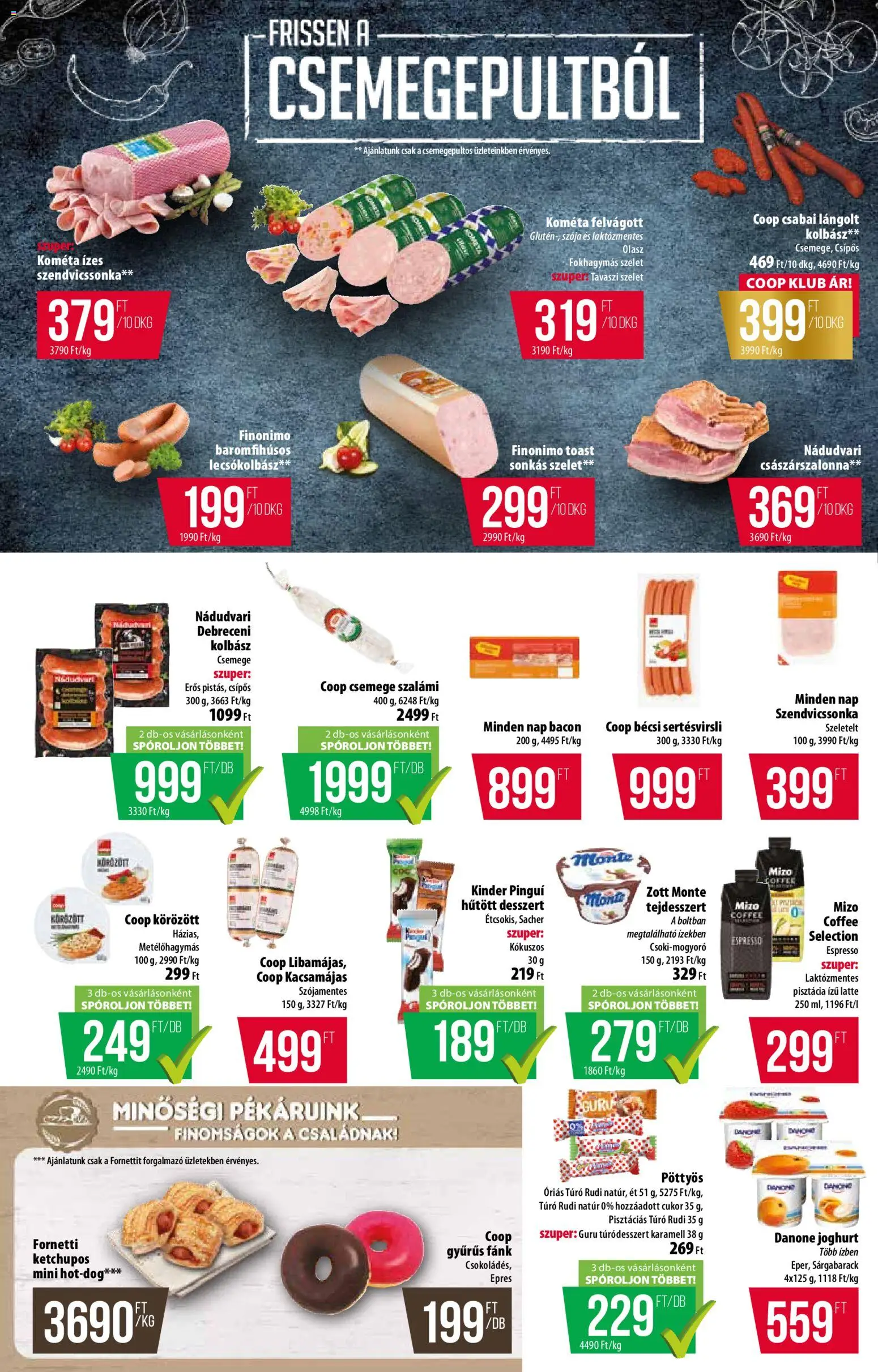 COOP akciós ujság - amely érvényes a következő dátumtól: 29.01.2026 | Oldal: 2 | Termékek: Körözött, Debreceni, Bacon, Túró