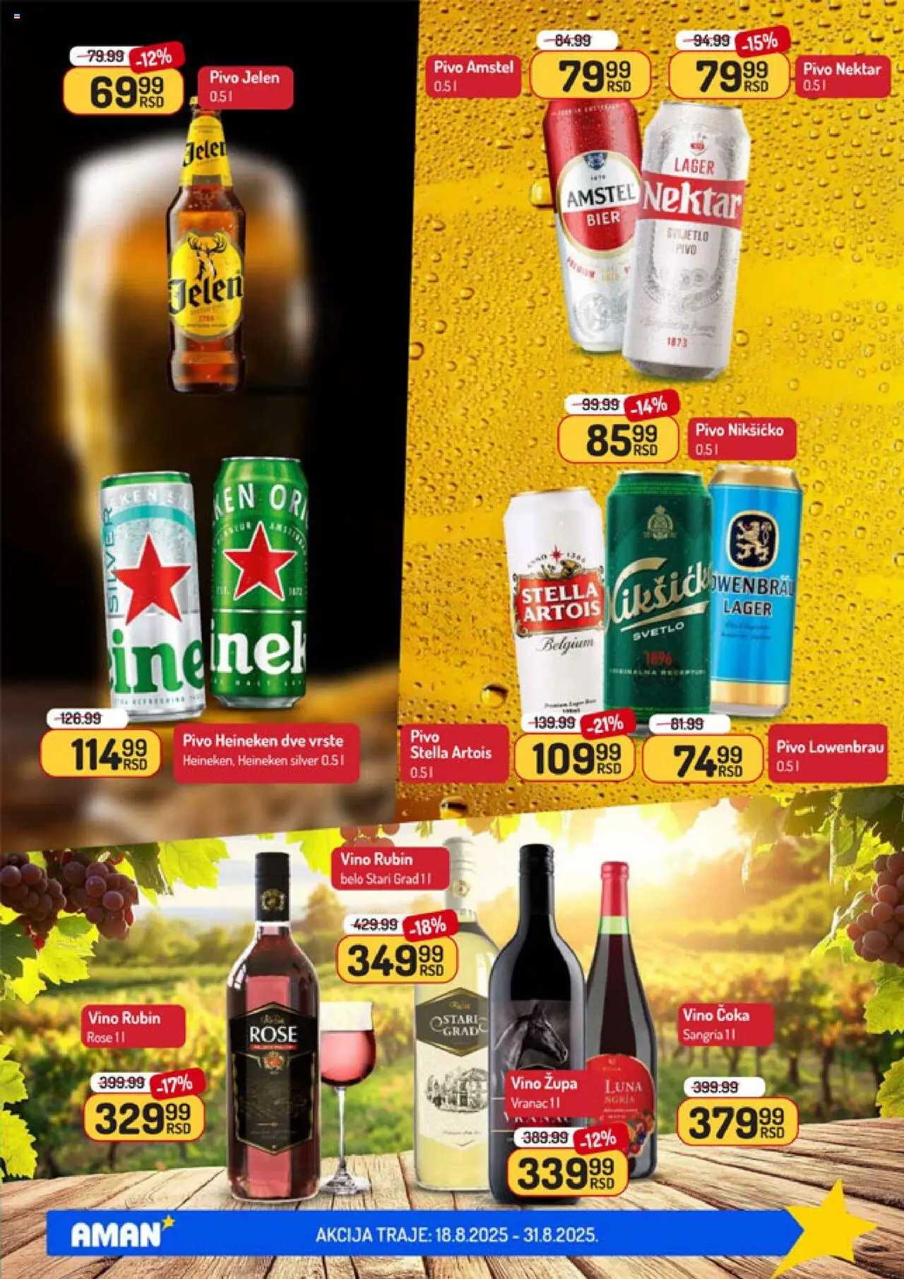 Aman katalog - važi od 18.08.2025 | Strana: 24 | Proizvode: Stella Artois, Amstel, Nektar, Vino
