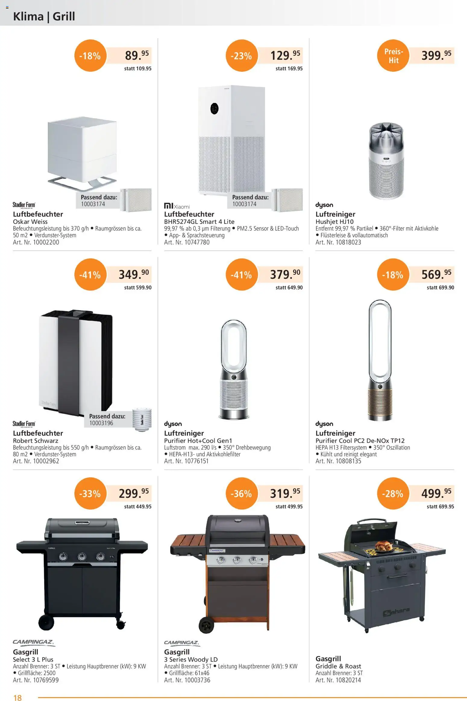 Fust aktionen – gültig ab 23.03.2026 | Seite: 18 | Produkte: Grill, Xiaomi, Luftreiniger, Dyson