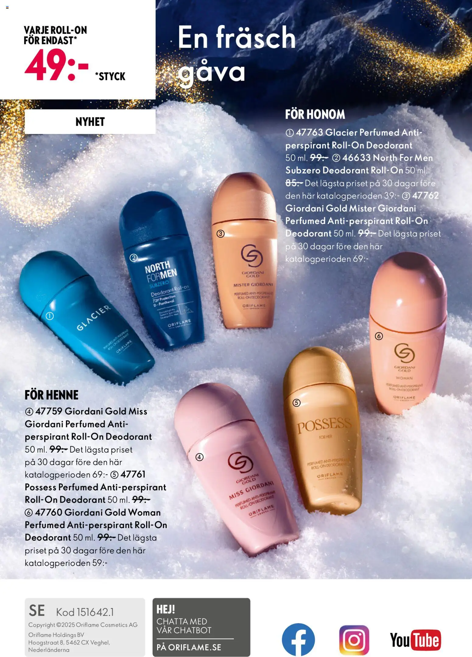 Oriflame reklamblad aktuell från 19.11.2025 | Sida: 180 | Produkter: Deodorant, Antiperspirant