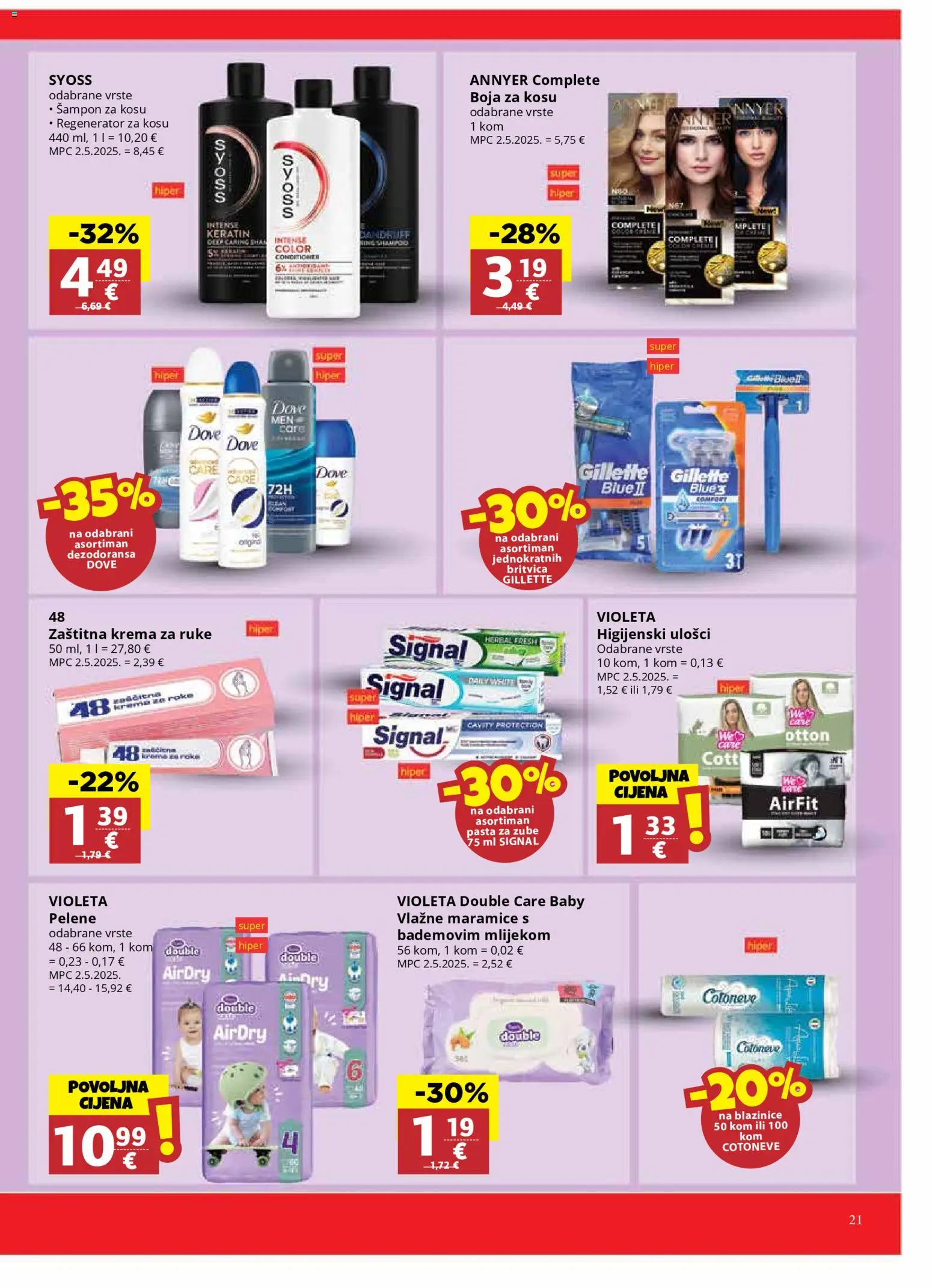 Ribola katalog | vrijedi od 28.01.2026 | Stranica: 21 | Proizvodi: Higijenski ulošci, Šampon, Boja za kosu, Dove