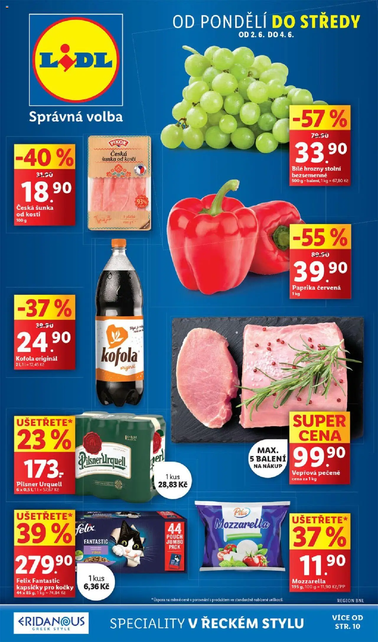 Lidl leták od 02.06.2025 | Strana: 1 | Produkty: Šunka od kosti, Paprika, Paprika červená, Pikok