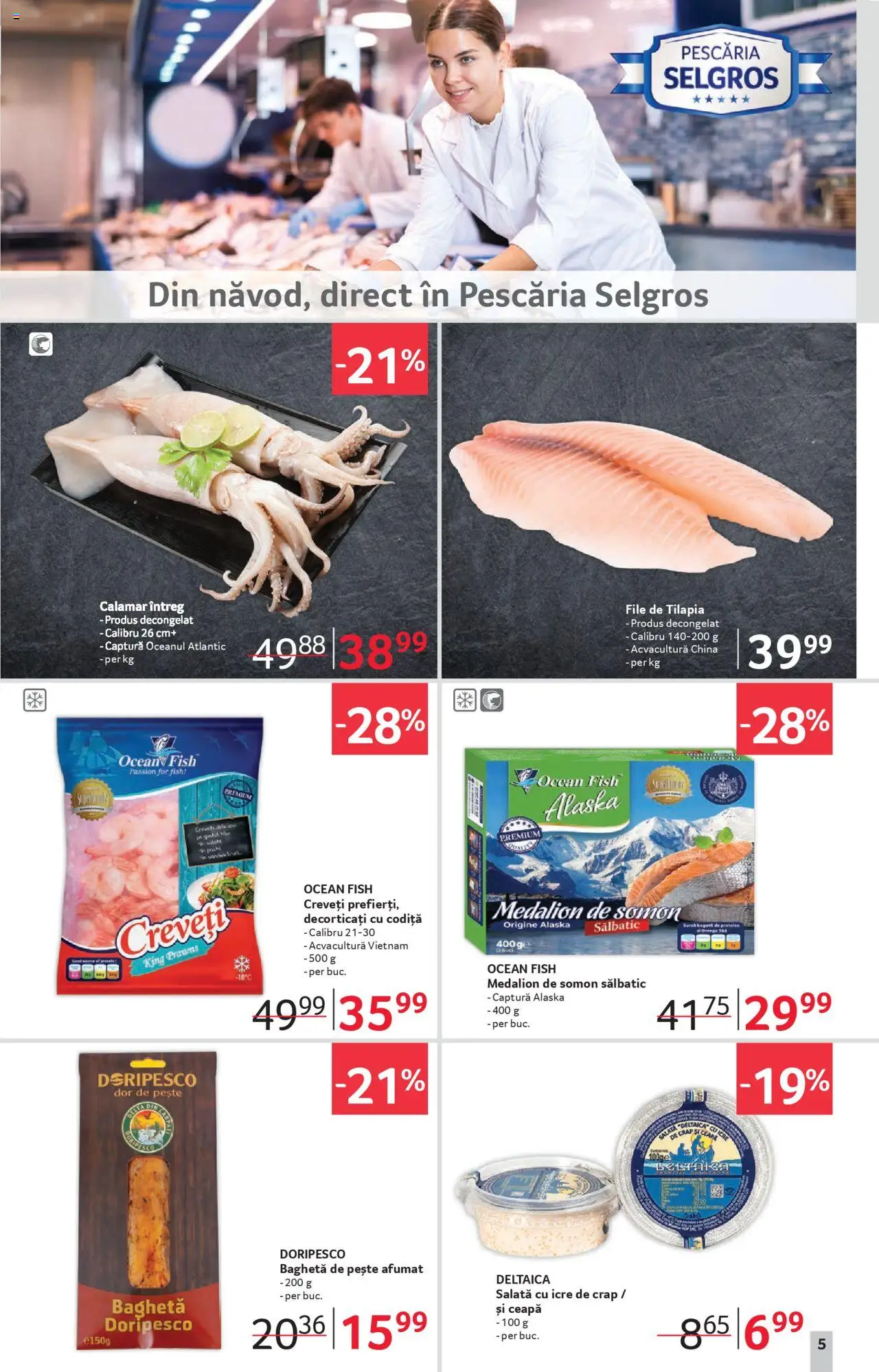 Noul catalog Selgros – valabil de la 19.09.2025 | Pagină: 5 | Produse: Masaüstü kılıfı, Pește, Salată cu icre, Salată