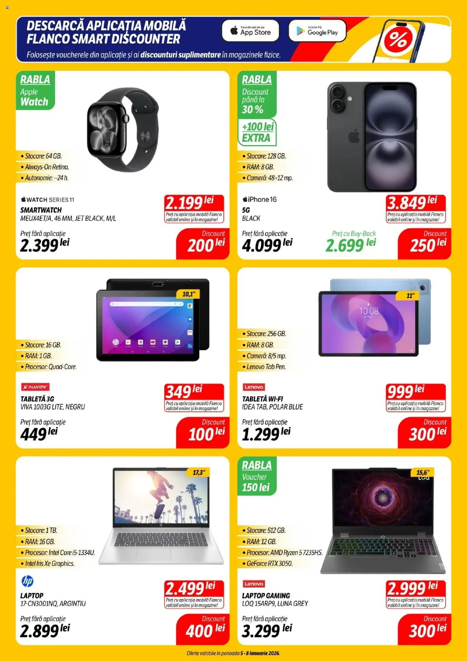 Noul catalog Flanco – valabil de la 05.01.2026 | Pagină: 5 | Produse: Laptop, Tabletă, Cameră, Smartwatch