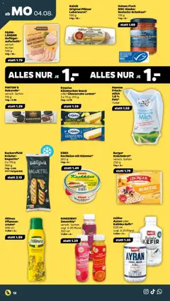 Netto Prospekt 	 - gültig ab dem 04.08.2025 | Seite: 12 | Produkte: Milch, Burger, Exquisa, Antenne