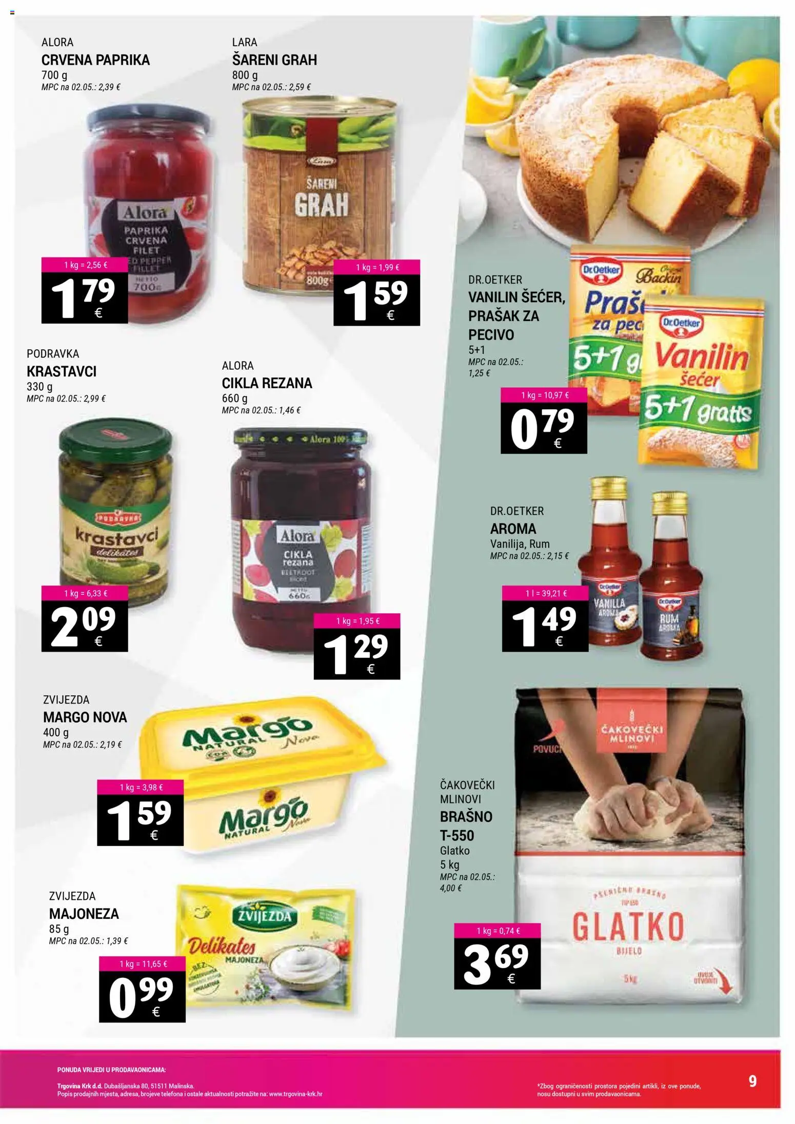 Trgovina Krk katalog | vrijedi od 02.03.2026 | Stranica: 9 | Proizvodi: Majoneza, Šećer, Rum, Pecivo