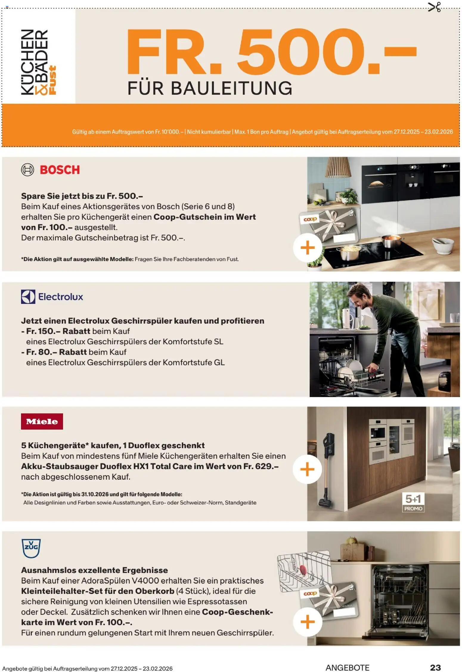 Fust Aktionen Küchen- und Badezimmerprospekt – gültig ab 27.12.2025 | Seite: 23 | Produkte: Geschirrspüler, Miele, Bosch