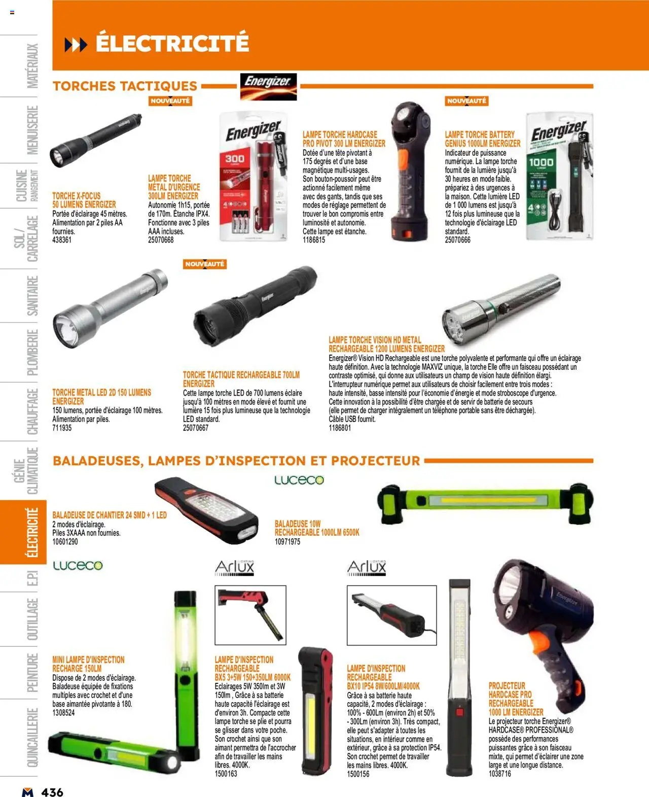  | Page: 436 | Produits: Téléphone, Base, Lampe torche led, Piles