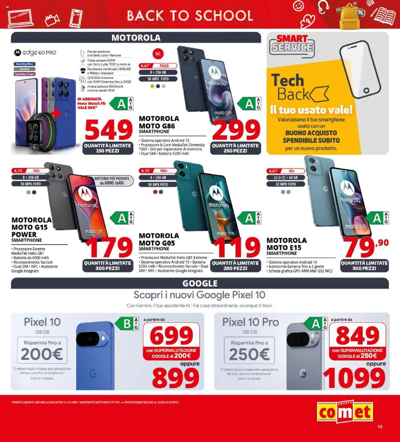 Volantino Comet del 21.08.2025 | Pagina: 19 | Prodotti: Smartphone, Smartwatch, Batteria