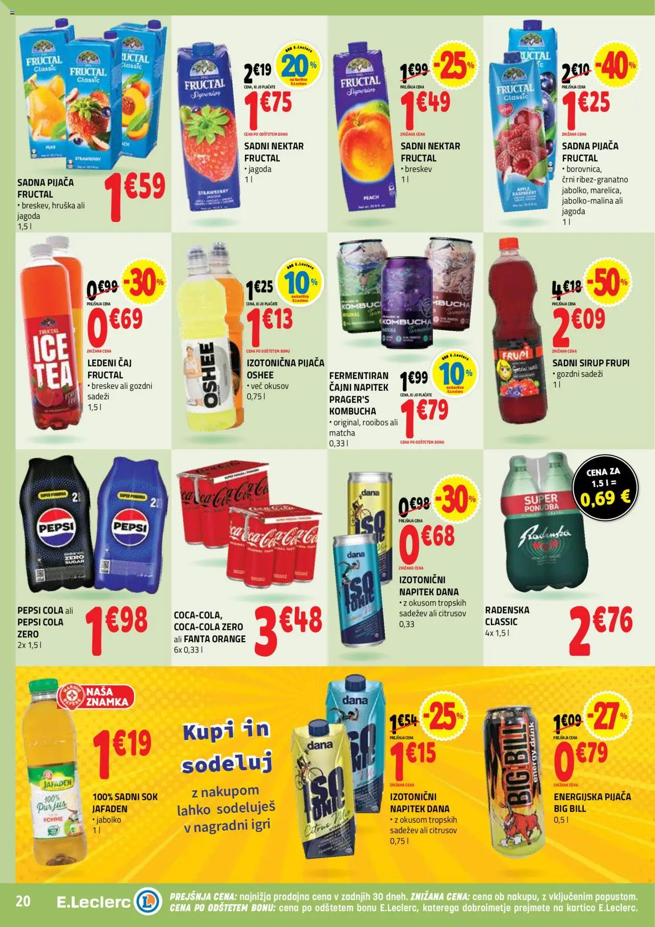 E.leclerc katalog │ velja od 03.09.2025 | Stran: 20 | Izdelki: Sirup, Ledeni čaj, Sok, Breskev