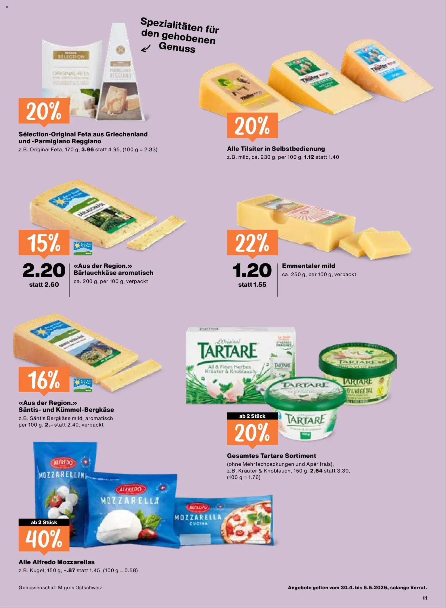 Migros aktionen – gültig ab 30.04.2026 | Seite: 11 | Produkte: Feta, Knoblauch