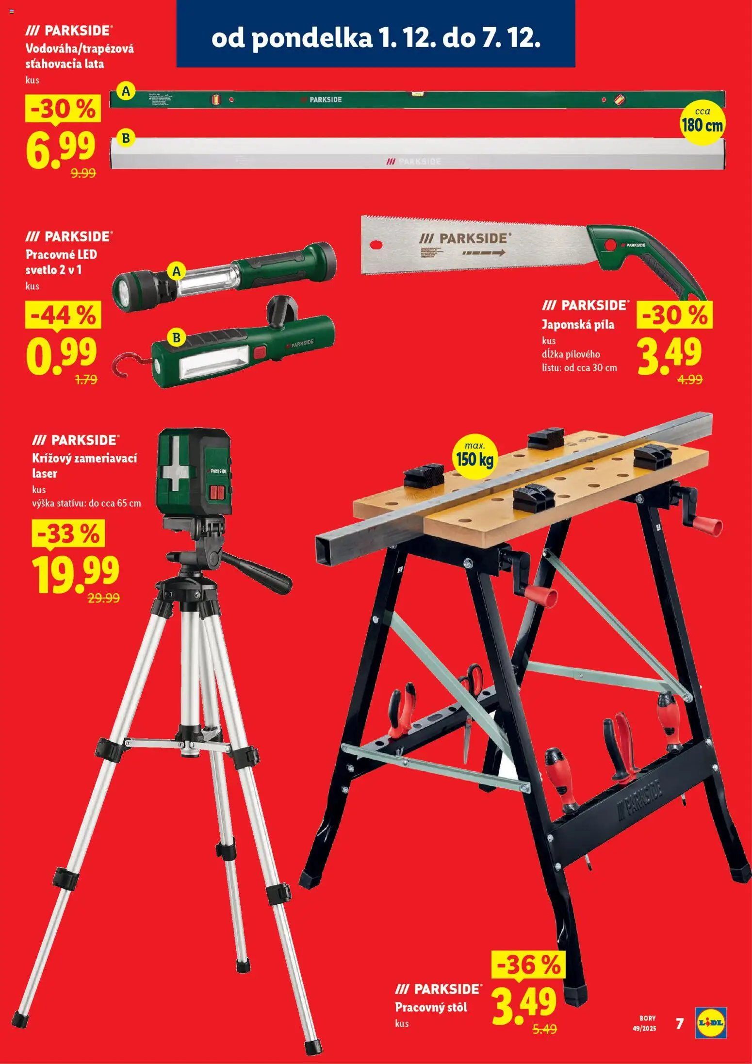 Nové Lidl akcie – leták je platný od 01.12.2025 | Strana: 7 | Produkty: Pracovný stôl, Stôl, Laser, Svetlo