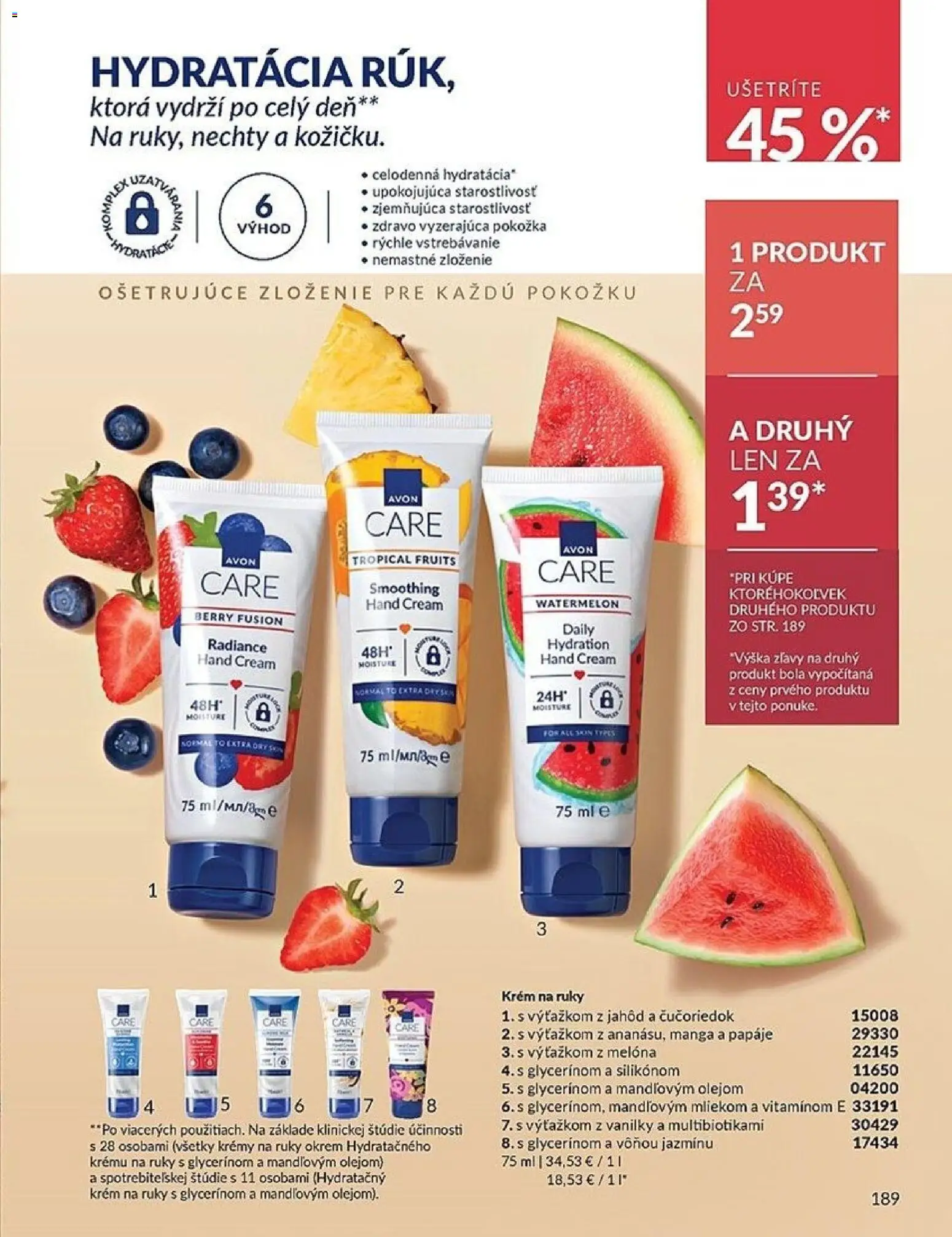 Nové Avon akcie – leták je platný od 01.01.2026 | Strana: 189 | Produkty: Krém na ruky, Krém